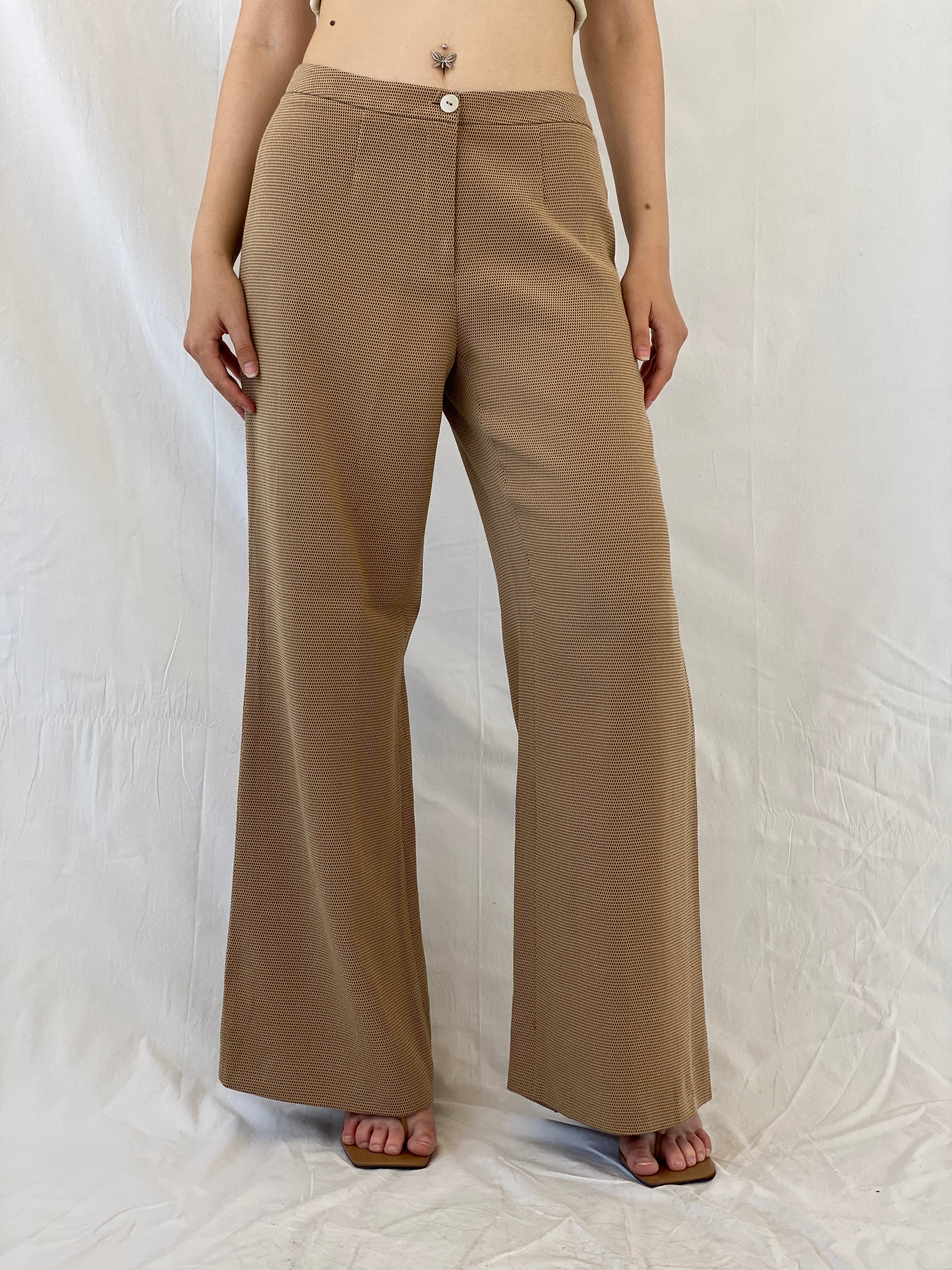 Ashley Brooke Designer Mode Beige Wide Leg Trousers Mid Rise Pants - L