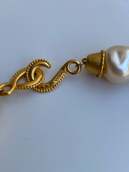 Vintage 1990s MMA USA Faux Baroque Pearl Necklace with Gold-Tone Clasp