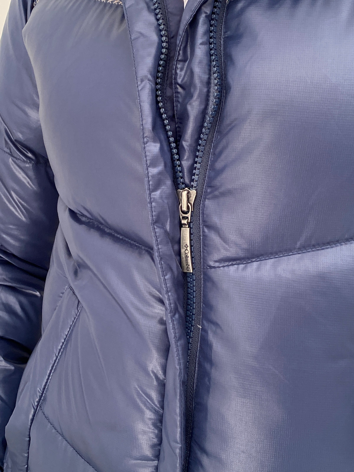 Columbia Sportswear Metallic Navy Down Quilted Puffer Jacket – M