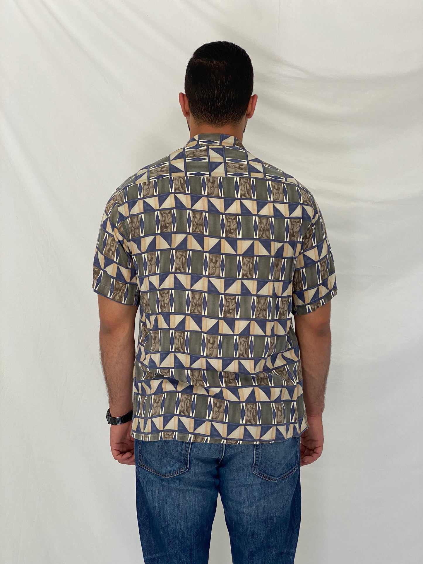 Vintage Campia Moda Geometric Shirt Abstract Short Sleeve Button-Up – M