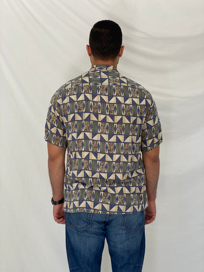 Vintage Campia Moda Geometric Shirt Abstract Short Sleeve Button-Up – M