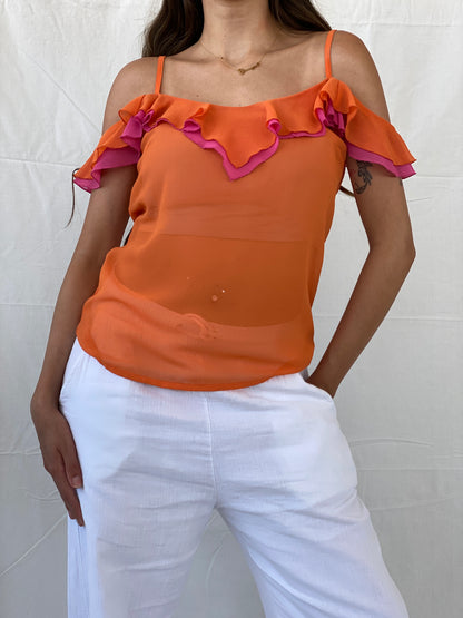 Vintage Y2K Together Ruffle Top - S