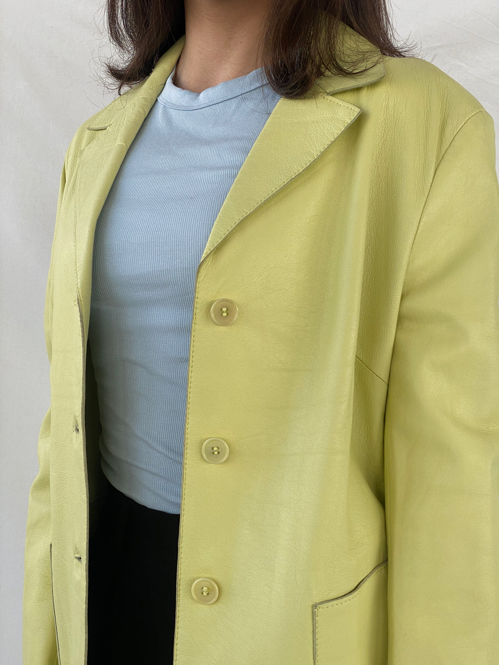 Vintage Mirella Mori Italy Yellow Genuine Leather Blazer -L
