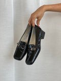 Vintage Laura Ashley Black Patent Leather Loafers with Buckle Detail – Women’s Size 38EU