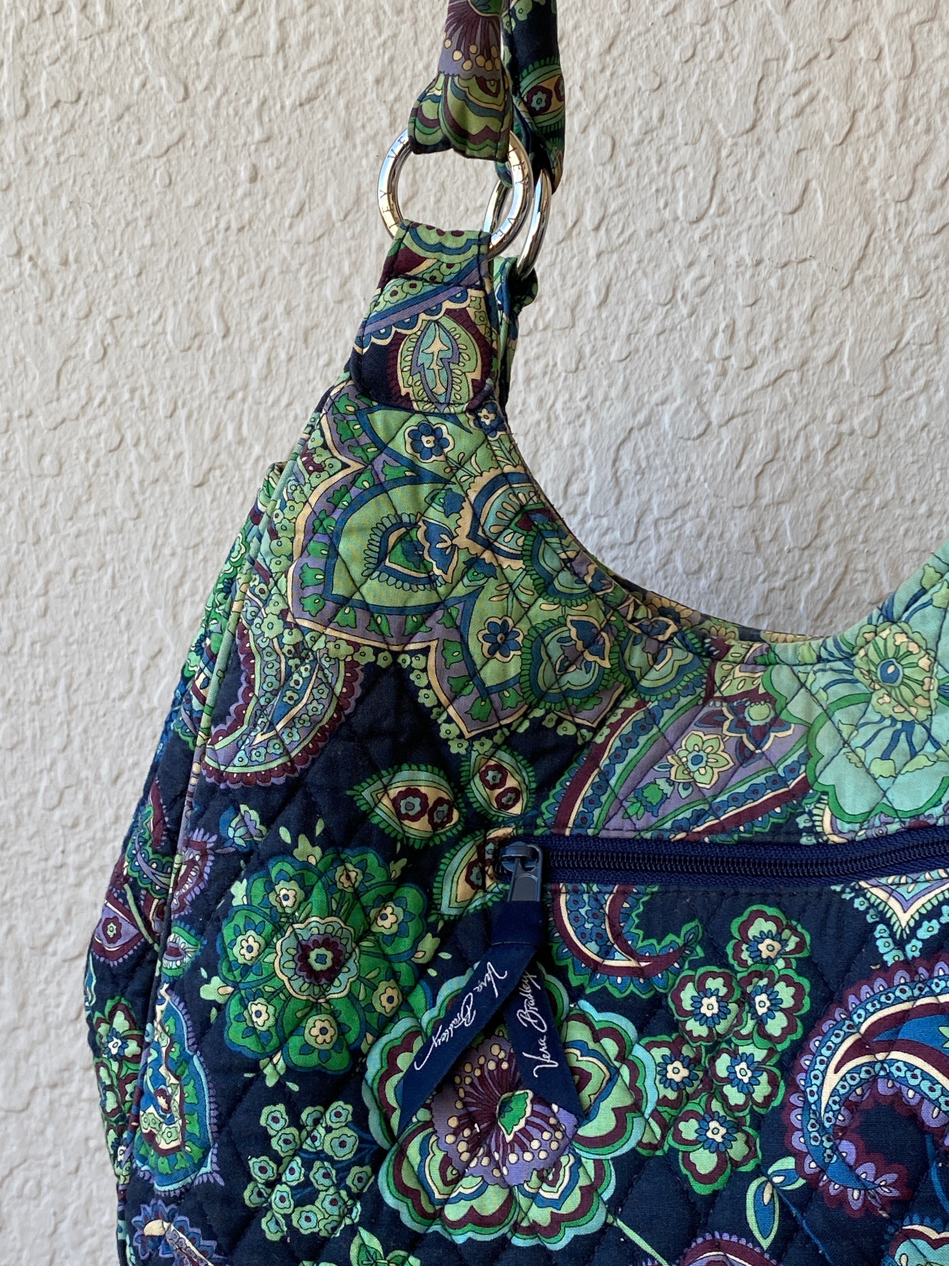 Vera Bradley Rhapsody Blue Green Paisley Print Tote Quilted Shoulder Bag