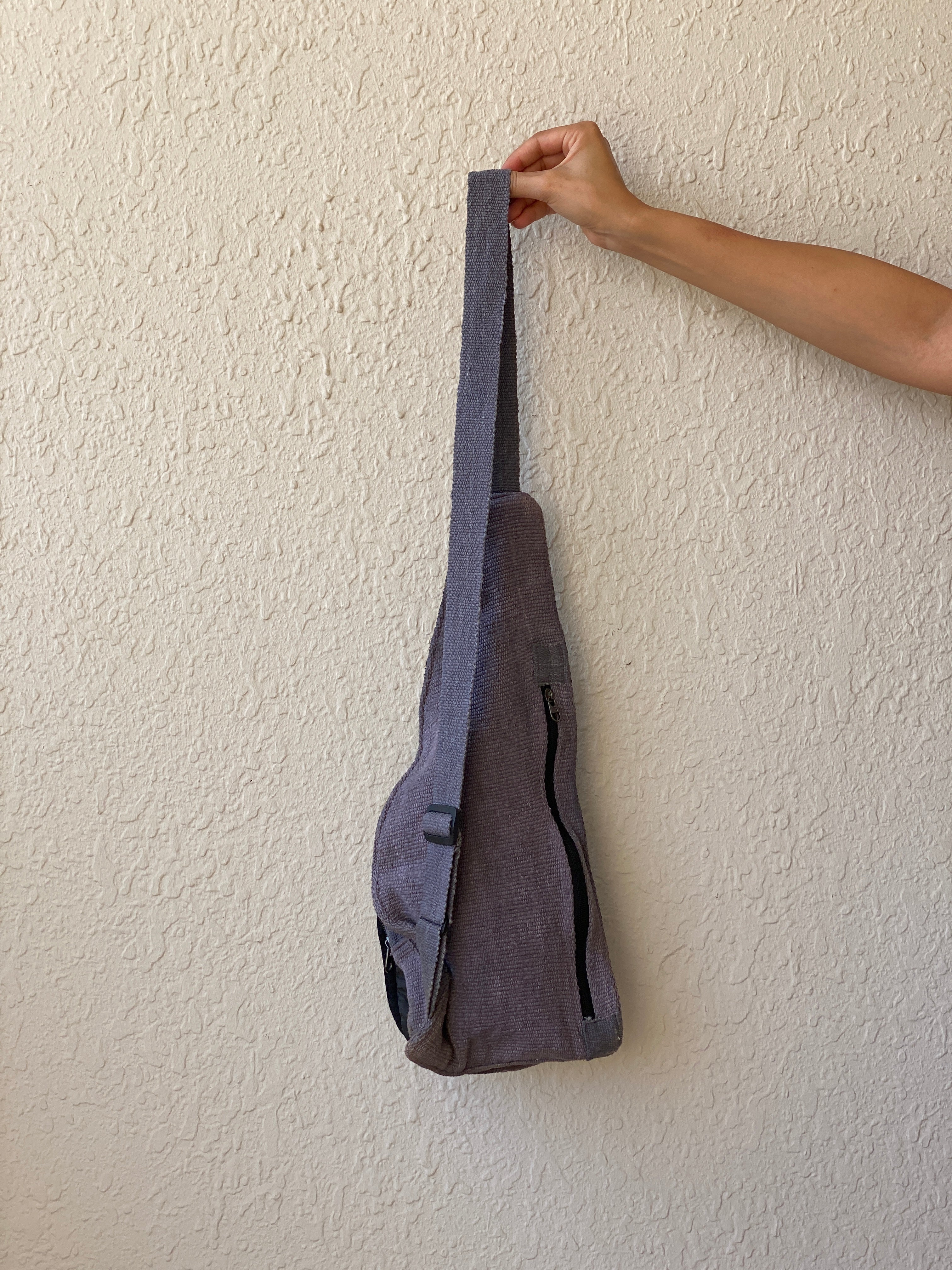 Vintage Boho Crossbody Sling Bag - 100% Cotton with Wooden Ring Detail