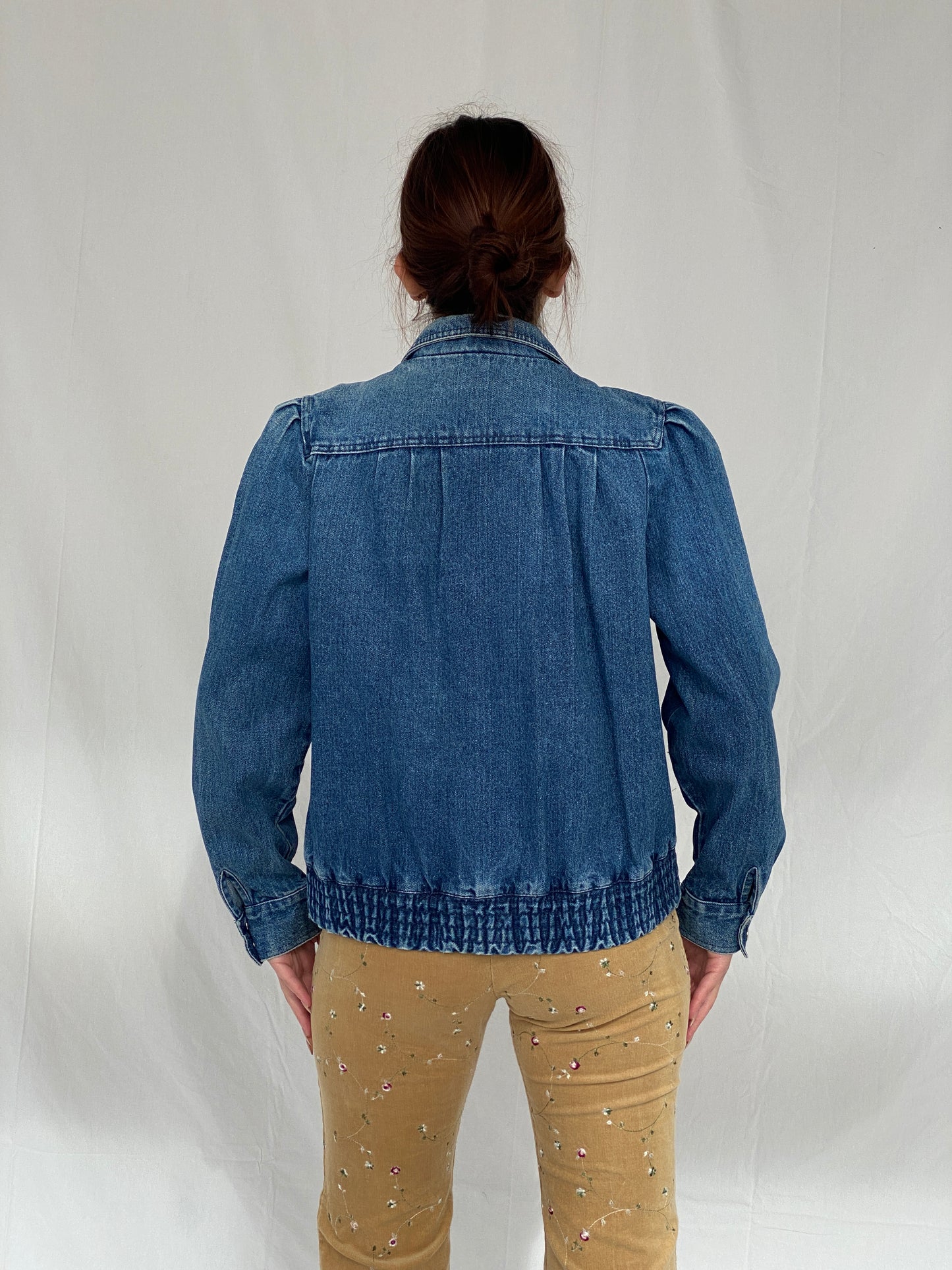 Vintage Denim Bomber Jacket - M