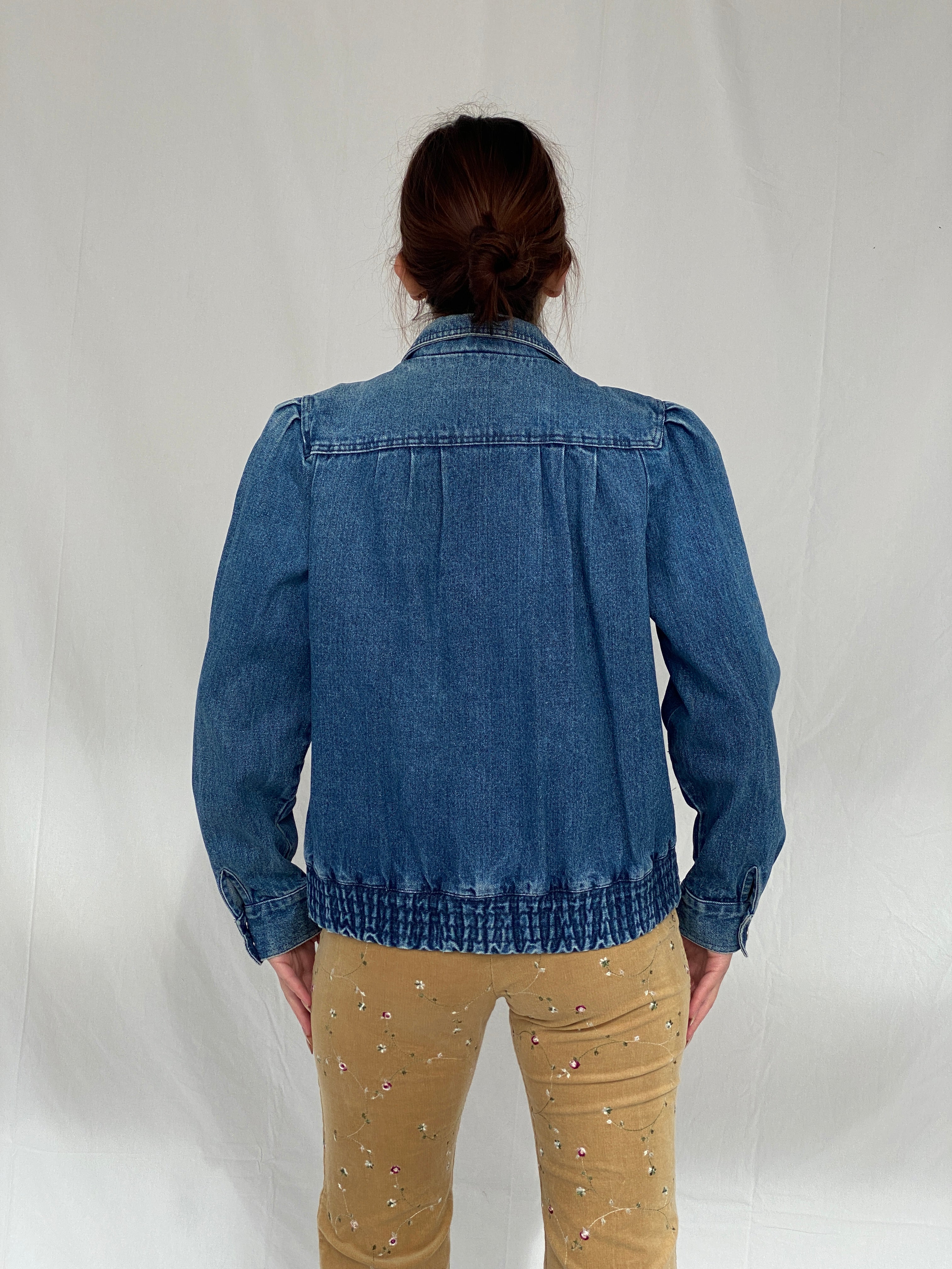 Vintage Denim Bomber Jacket - M
