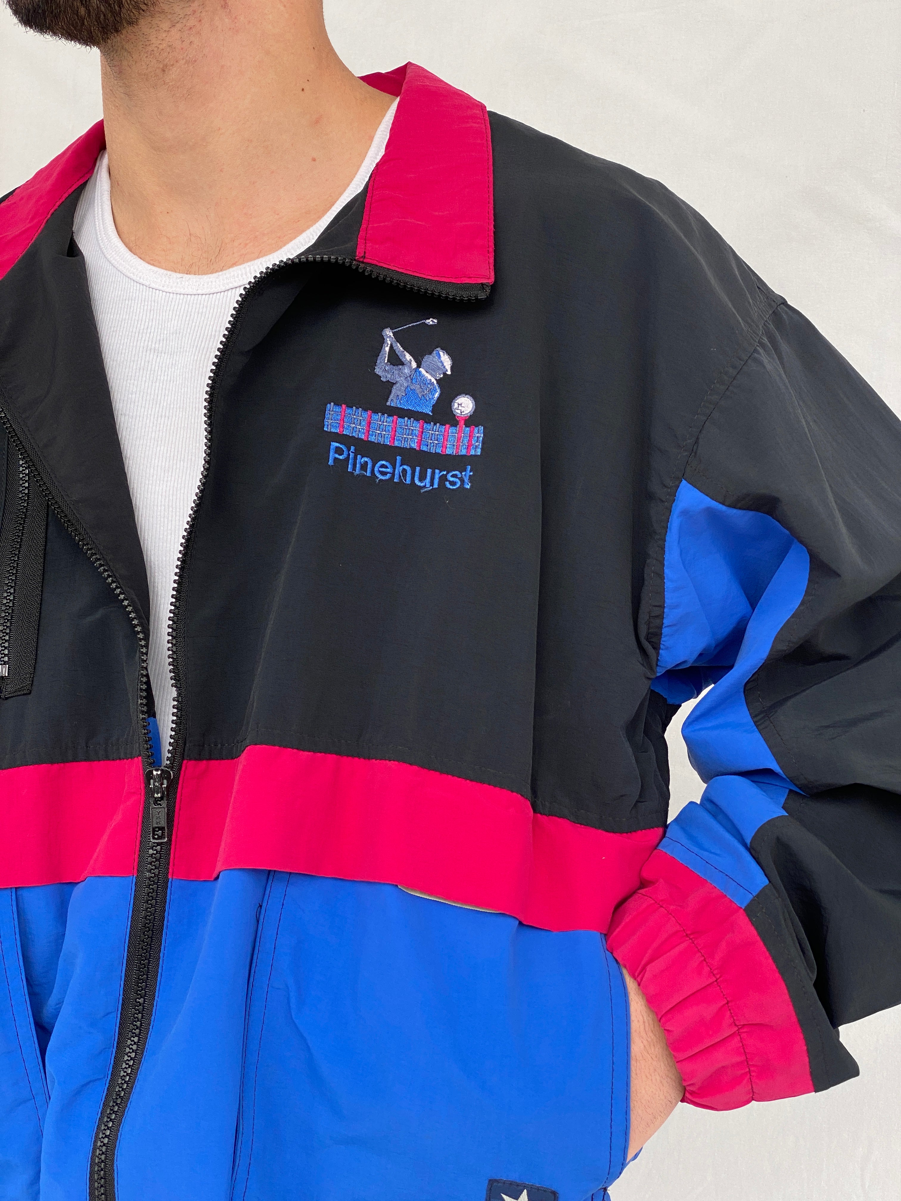 جاكيت رياضي أسود من ستاربس بتصميم عتيق من الثمانينيات والتسعينيات - مقاس كبير