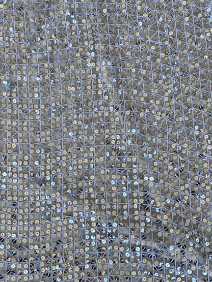 Caché Silver Sequin Mesh Evening Scarf Statement Party & Formal Accessory Metallic Wrap