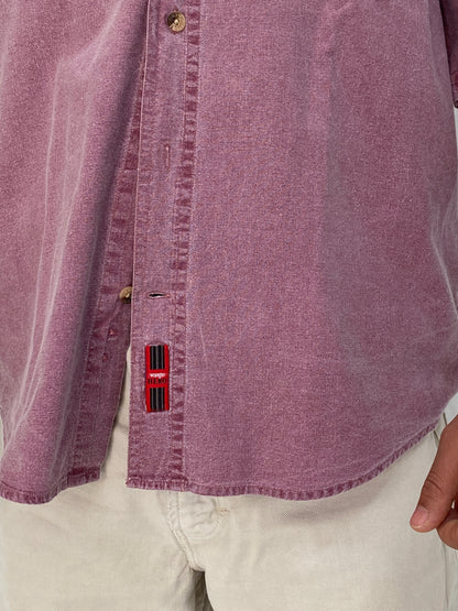 Vintage Wrangler HERO Washed Purple Cotton Shirt Oversized Workwear Shirt - M