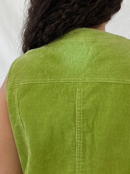 Y2K Hema Green Corduroy Vest - XL