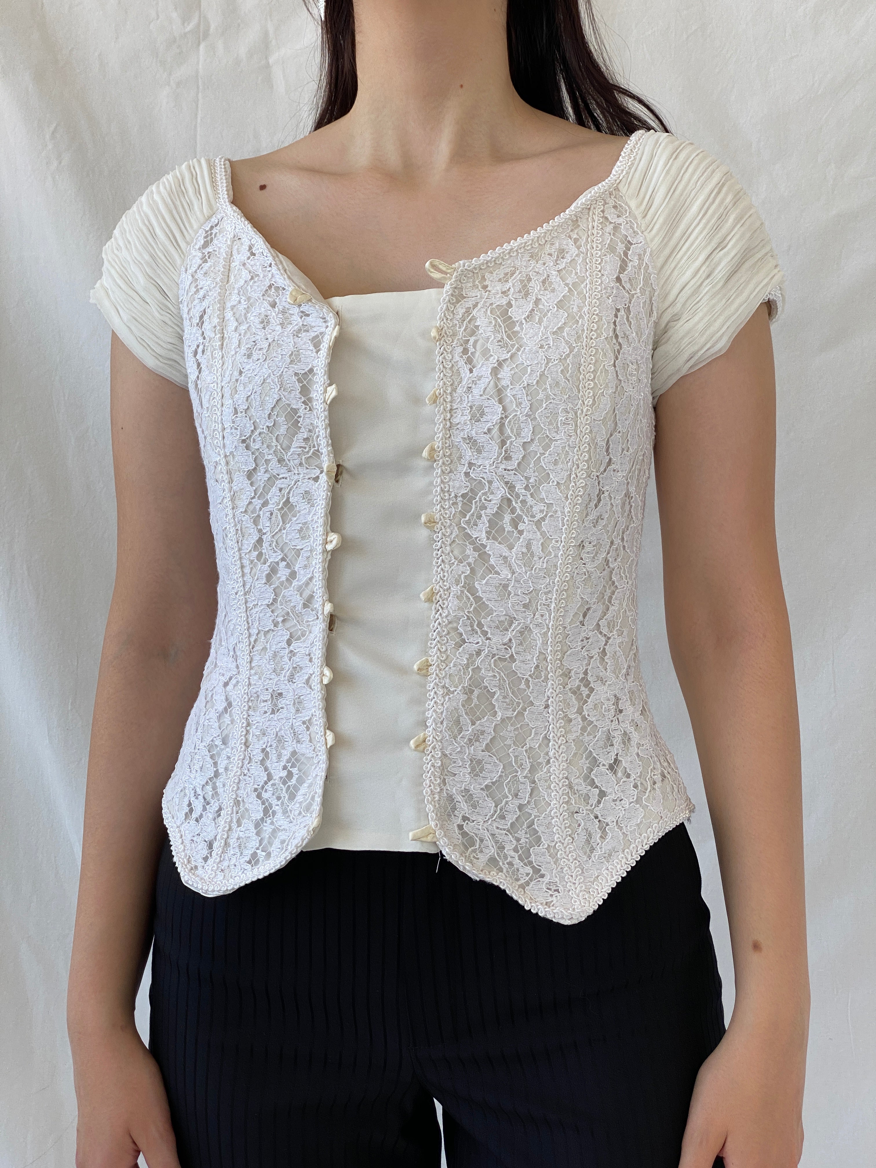 Stunning Vintage 90s Jean Allen London Lace Bustier Victorian Boned Corset Top - S