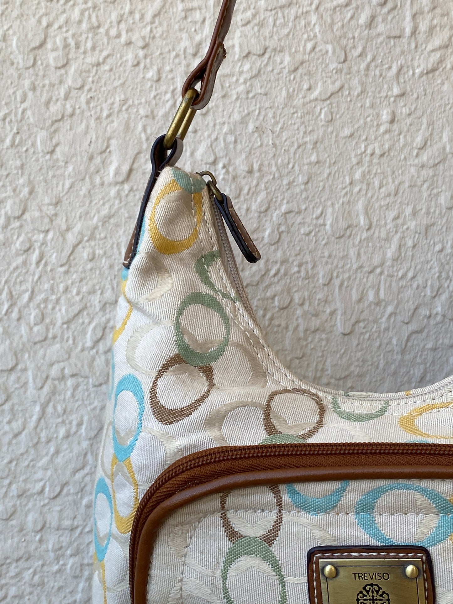 Cutest Treviso Tan Monogram Small Brown Strap Women’s Shoulder Bag