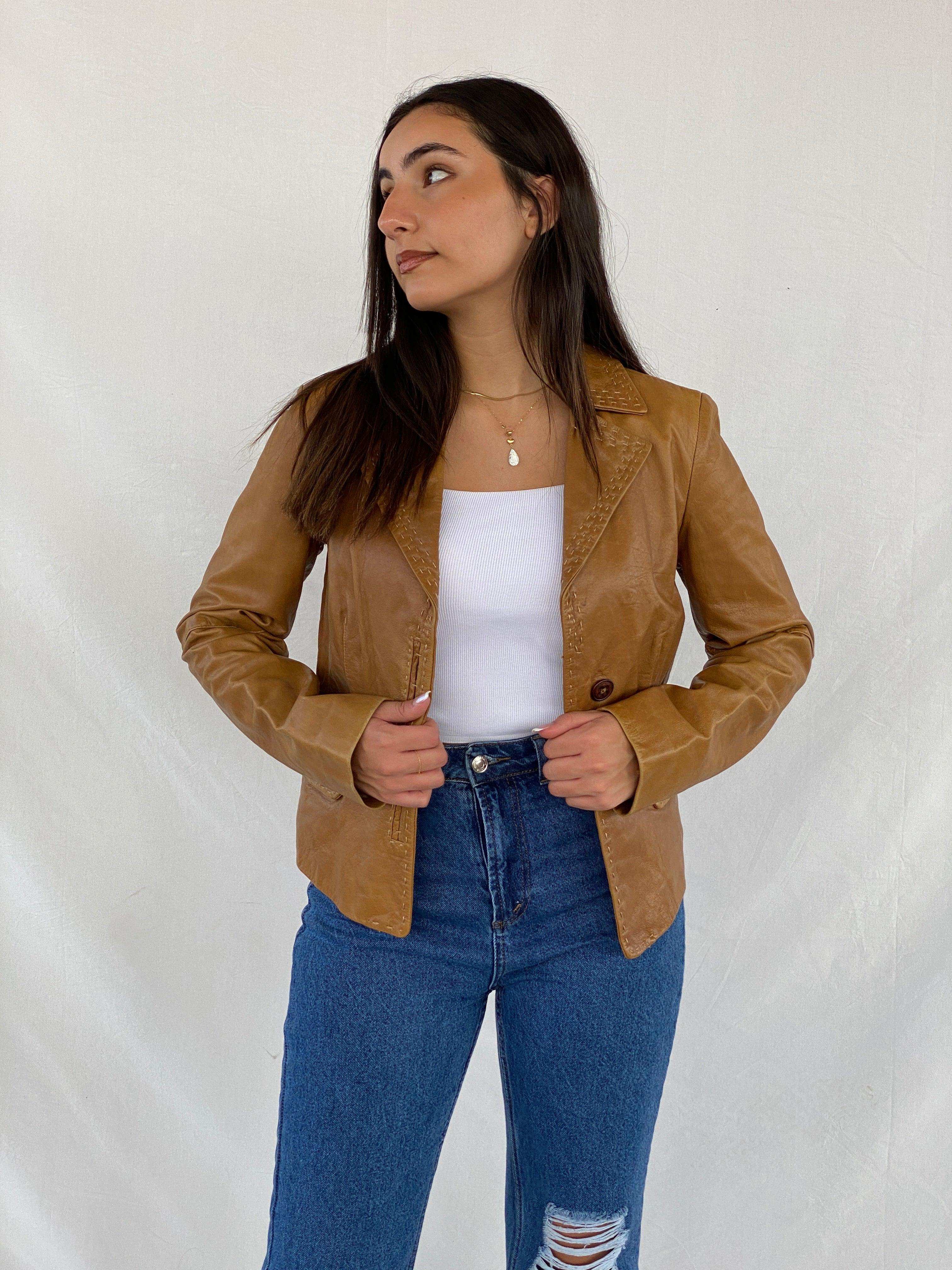 Vintage Intrend Genuine Leather Blazer - Balagan Vintage Leather Blazer 00s, 90s, genuine leather, genuine leather jacket, NEW IN, Rama