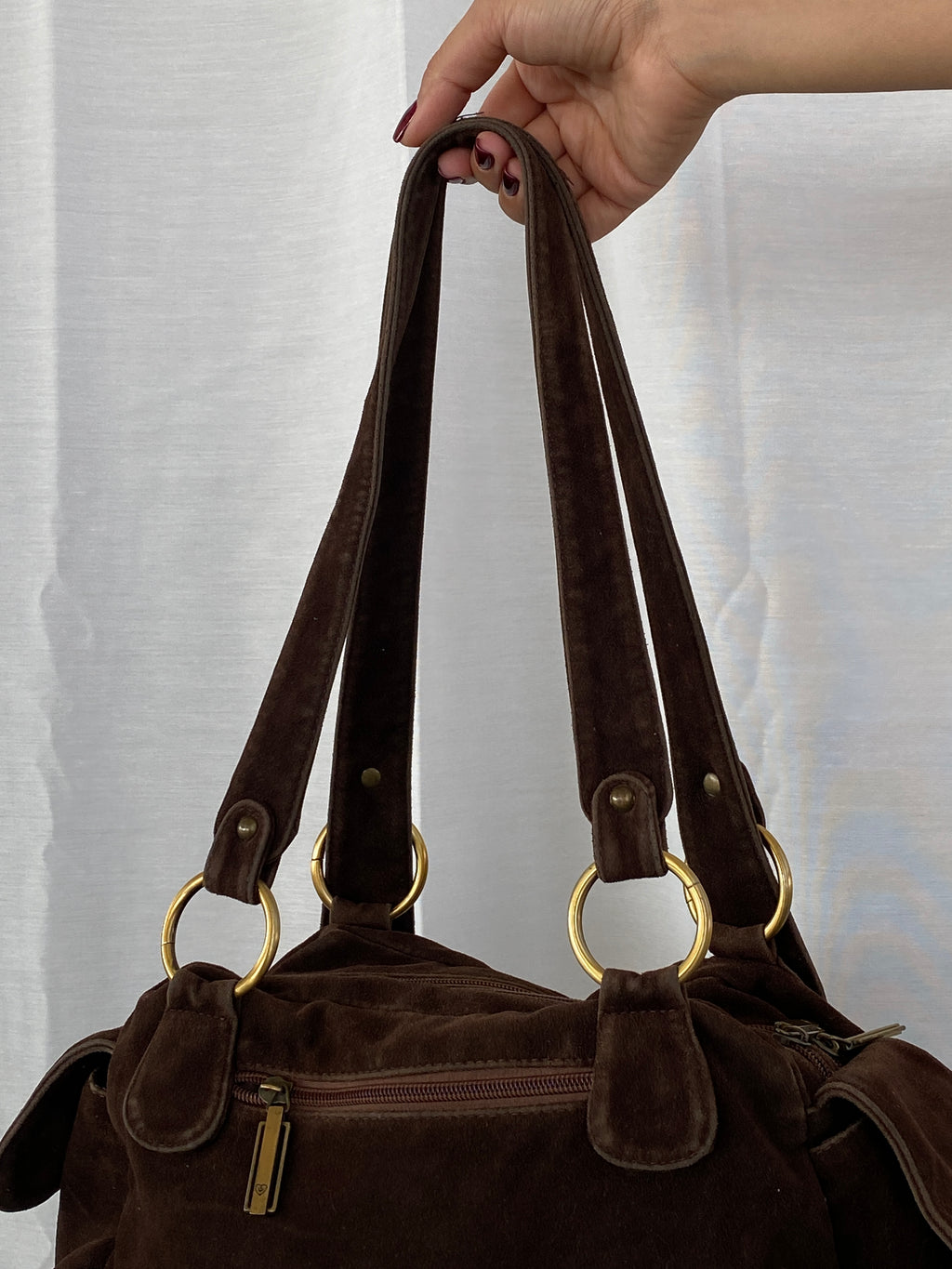 Vintage YLXINBO Brown Fabric Baguette Shoulder Bag