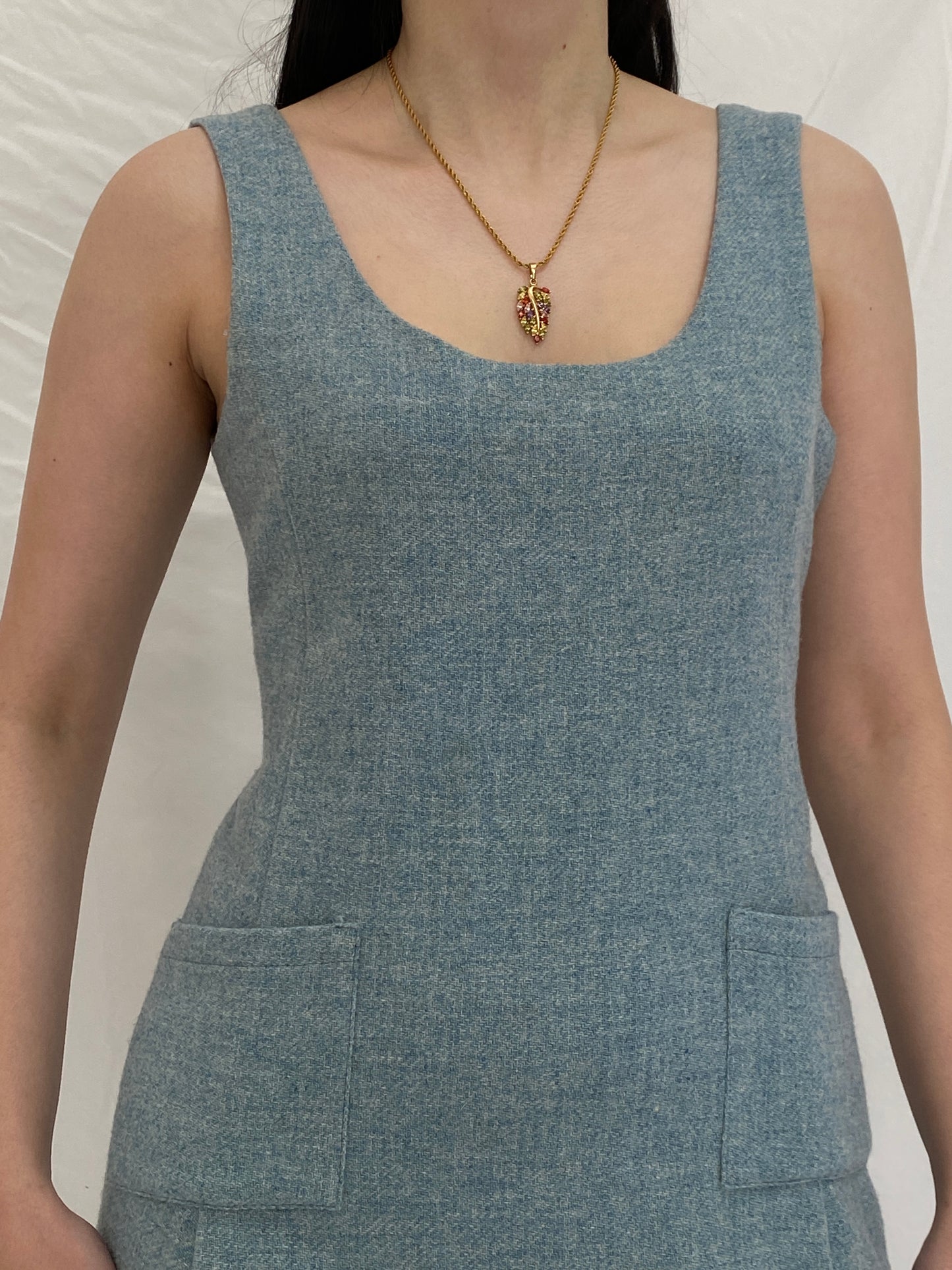 Vintage Influence de NAF NAF Wool 90s Minimal A-Line Mini Dress - M