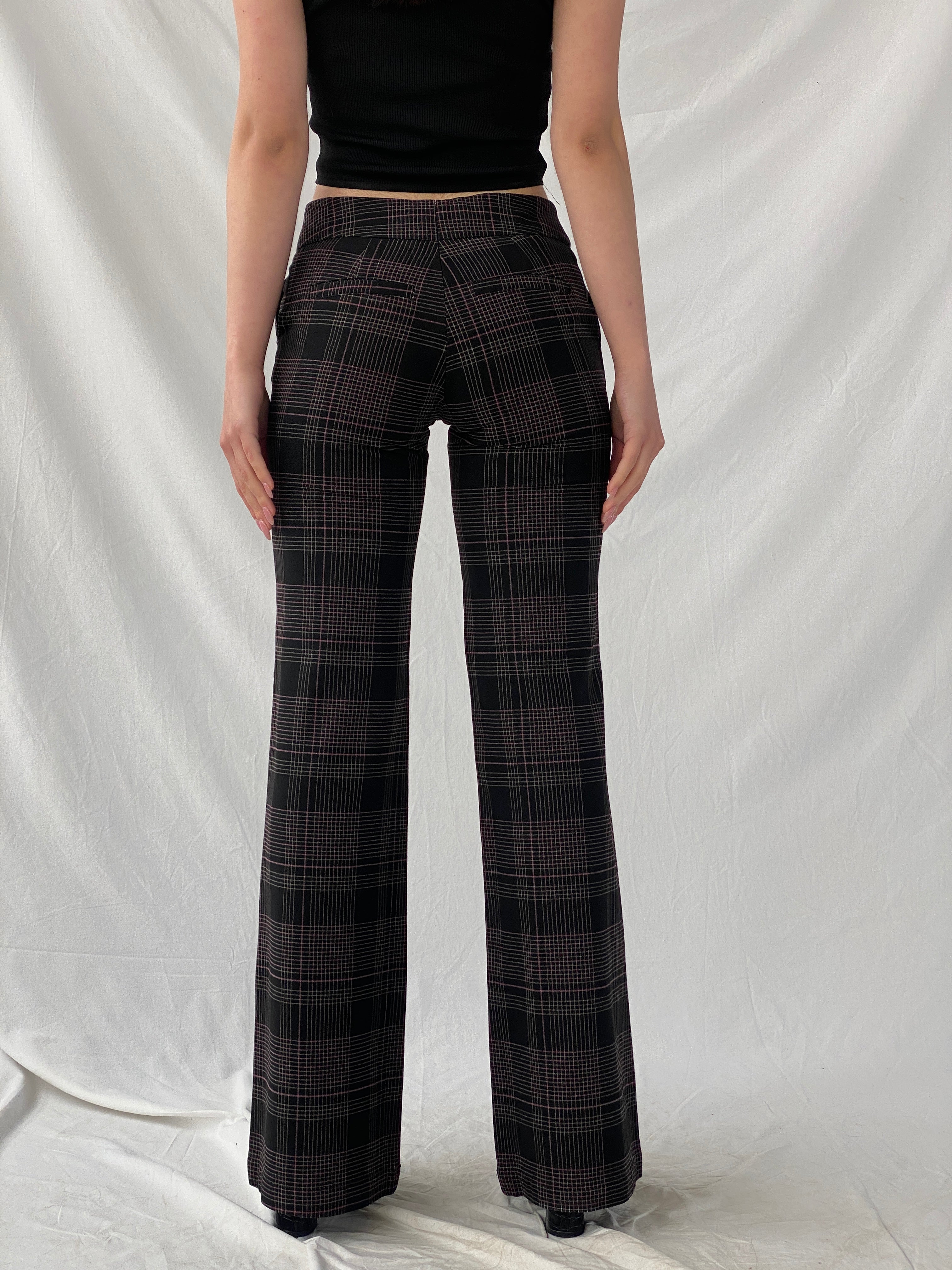 Legio Mayinda Women’s Black and Pink Plaid Flare Leg Work Pants - XS