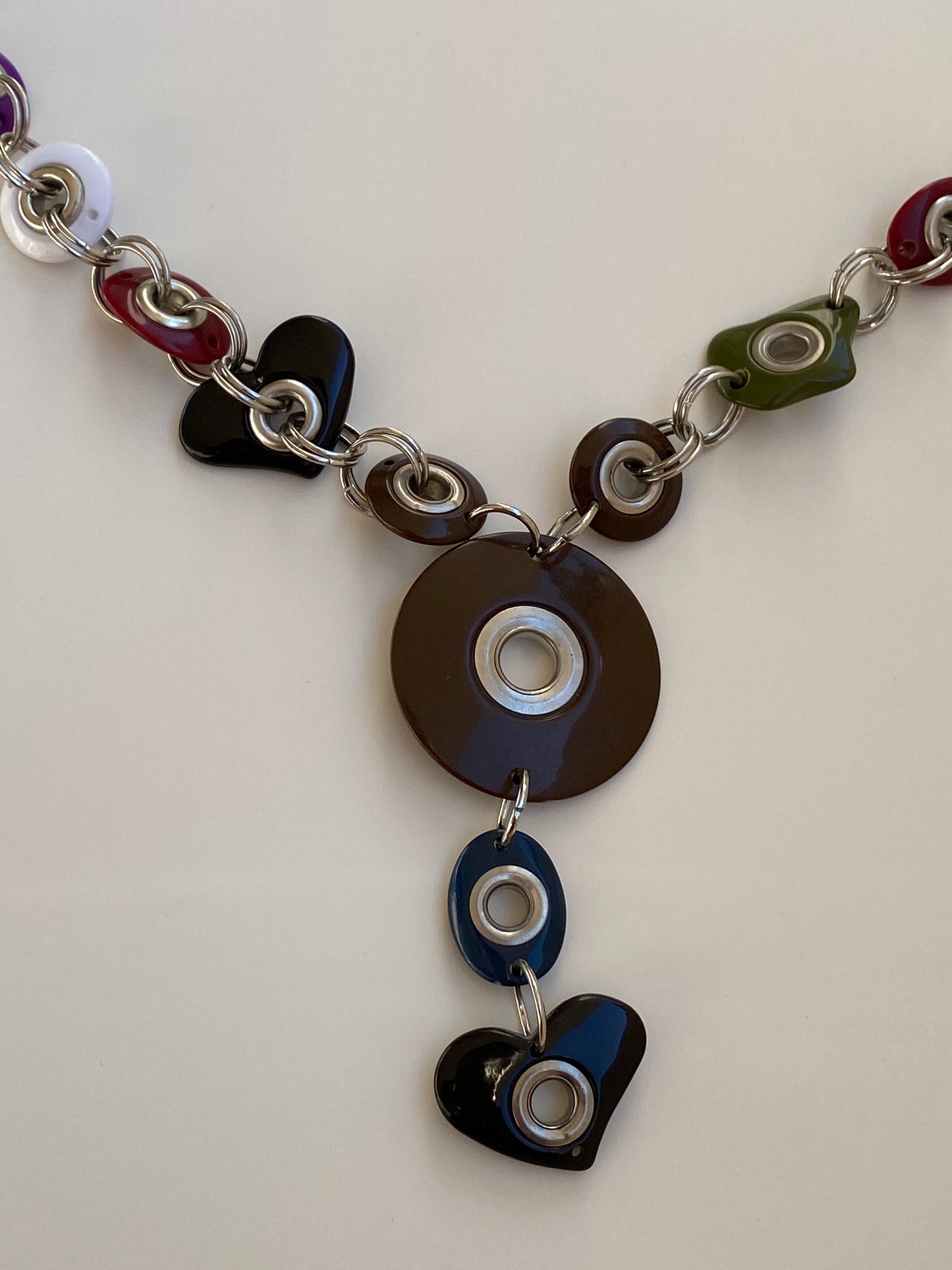 Vintage Y2K Una Hopkins Multicolor Resin Grommet Convertible Necklace Belt