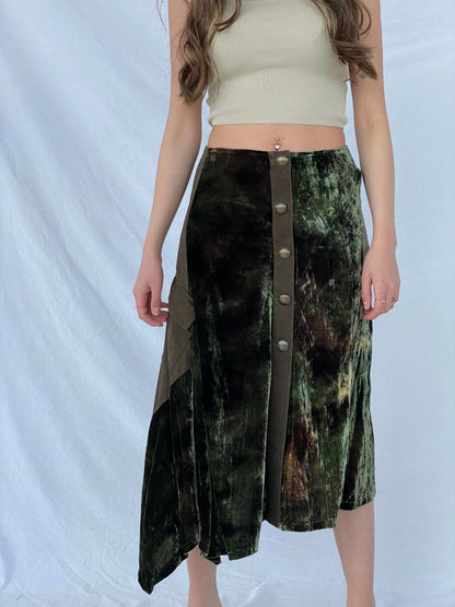 Vintage 90s TUZZI Velvet Asymmetrical Midi Skirt - Size M - Balagan Vintage 90s, midi skirt, Mira, NEW IN, velvet