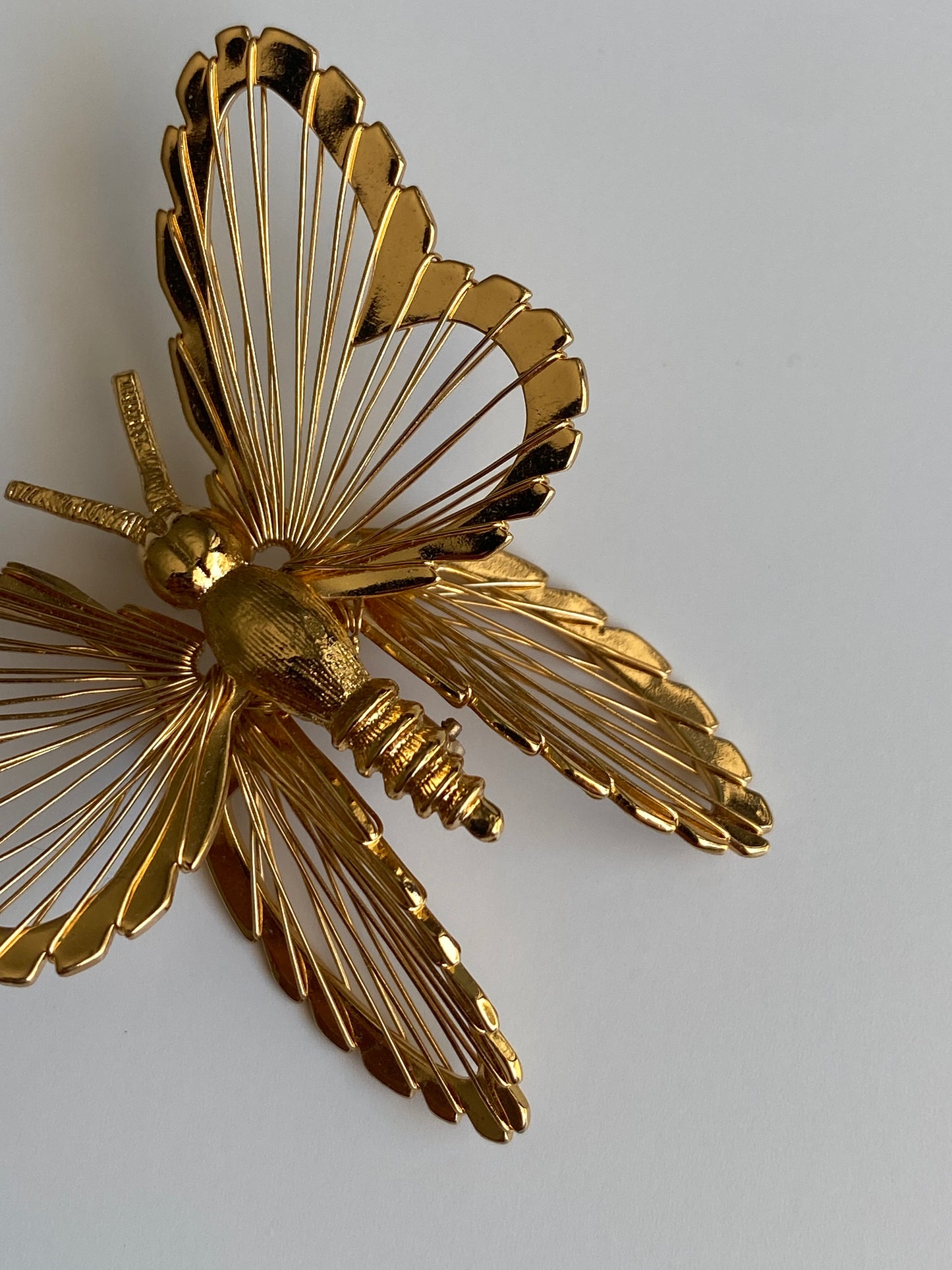 Vintage Monet Gold Tone Openwork Wire Butterfly Brooch Sculptural Pin