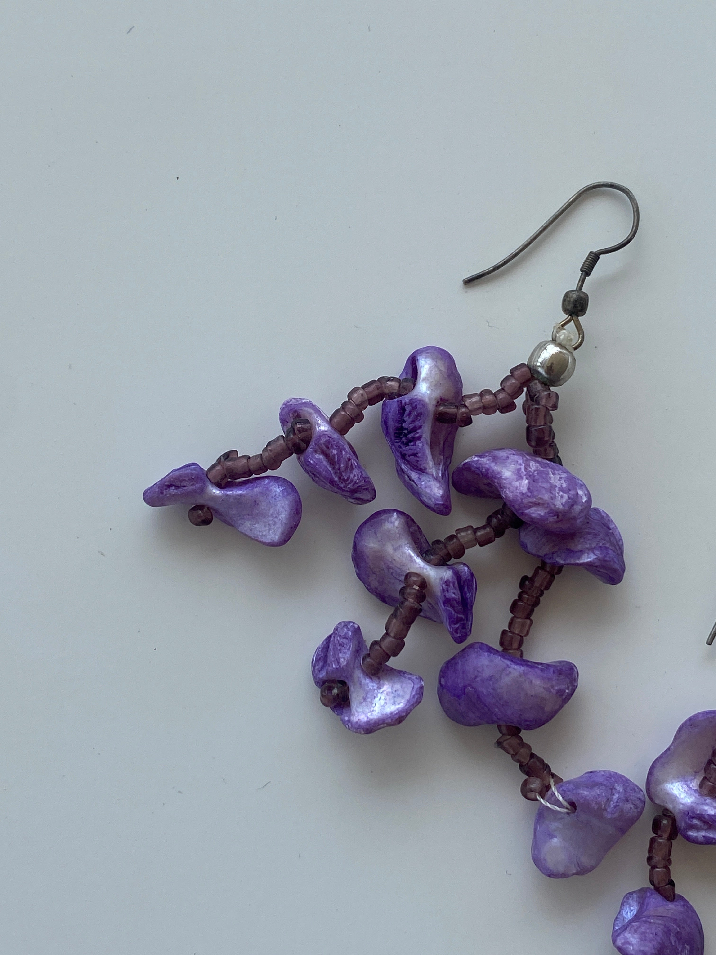 Y2K Purple-Toned Beaded Waterfall Earrings