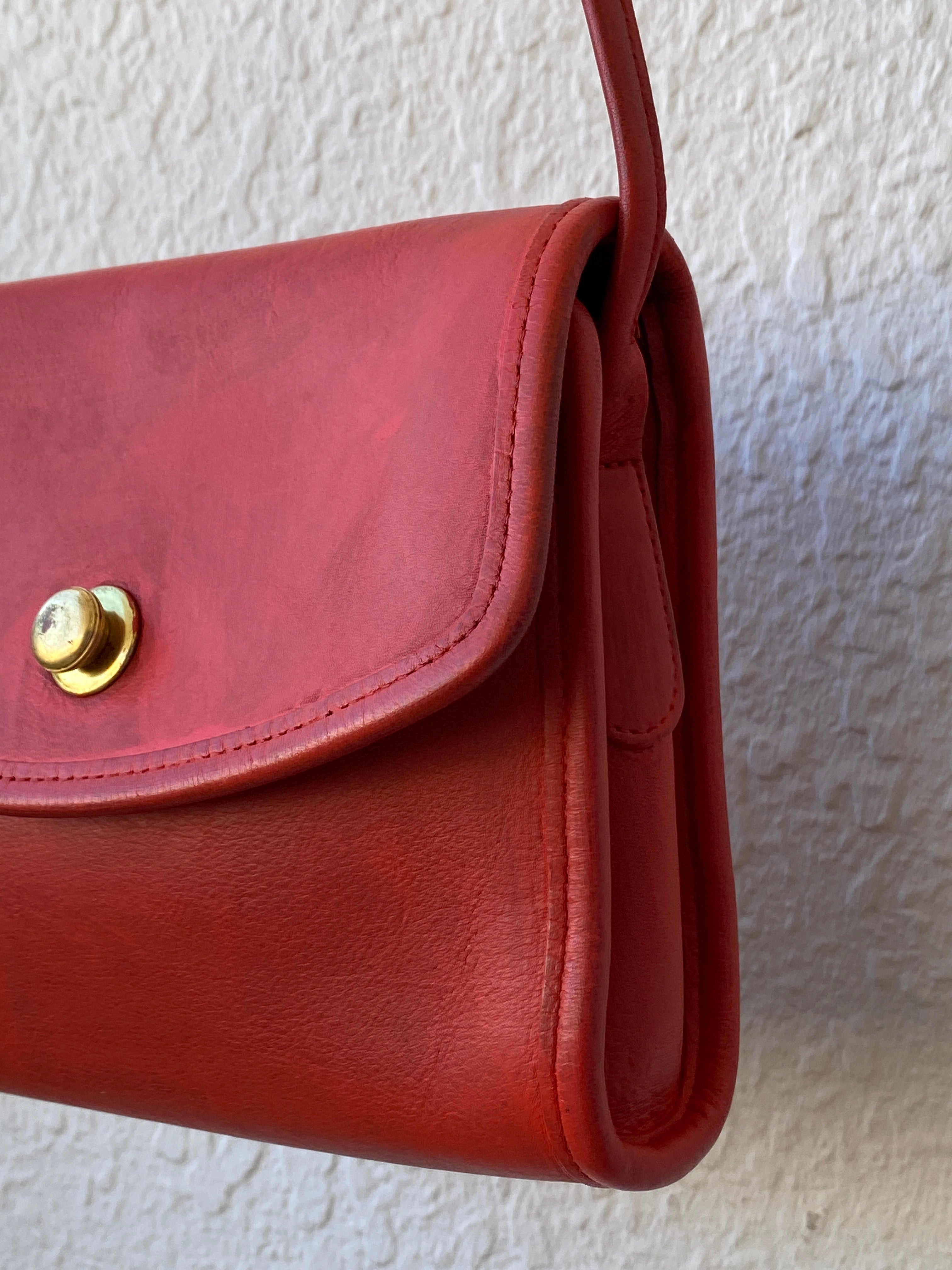 Vintage Classic Coach Chrystie Flap Red Leather Cross Body Bag