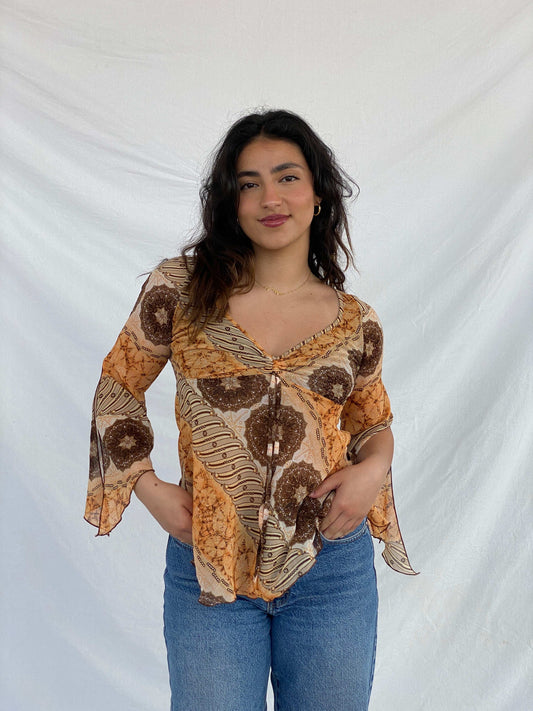 Vintage Destiny Sheer Printed Top - Size M - Balagan Vintage Sheer Top 00s, 90s, Lana, NEW IN, sheer, summer