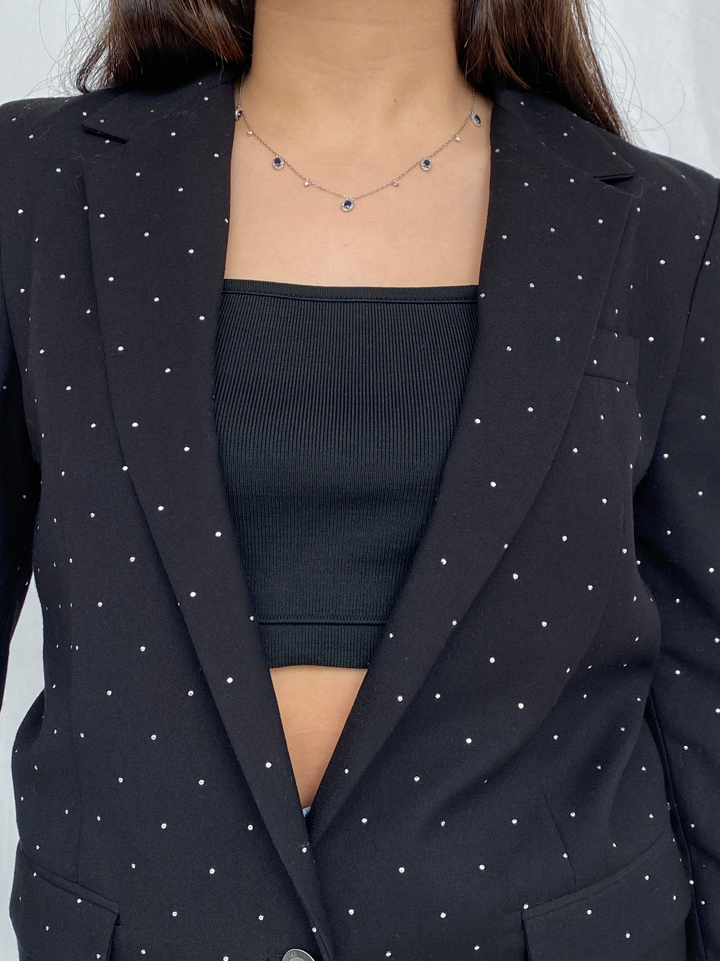 بليزر عمل مريح مزين بنقاط فضية من ديزل للنساء - مقاس XS