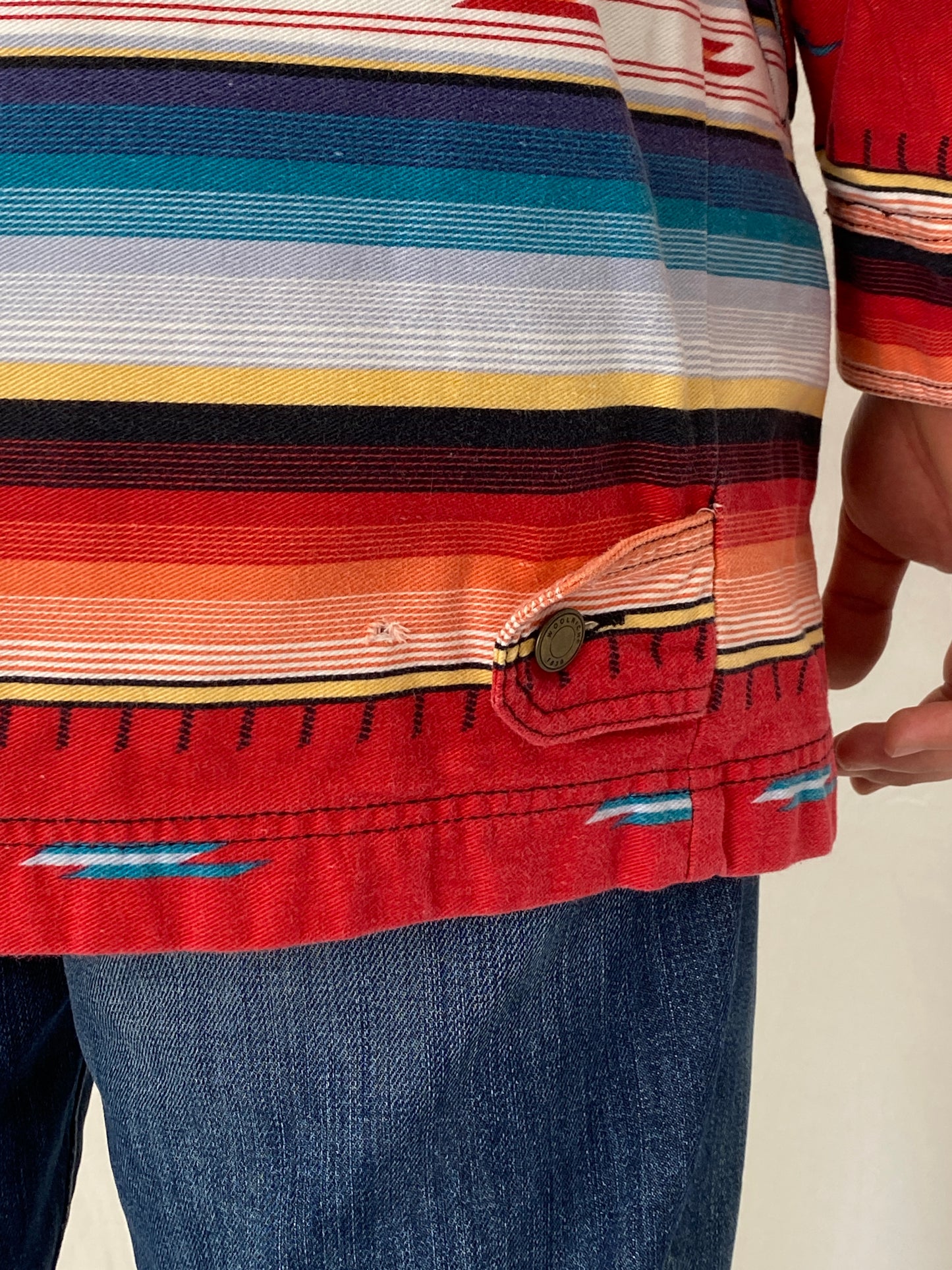 Vintage Woolrich Southwestern Stripe Zip-Up Cotton Shacket – L