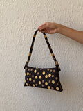 Y2K Brown & Gold Polka Dot Mini Shoulder Bag Retro Baguette Purse