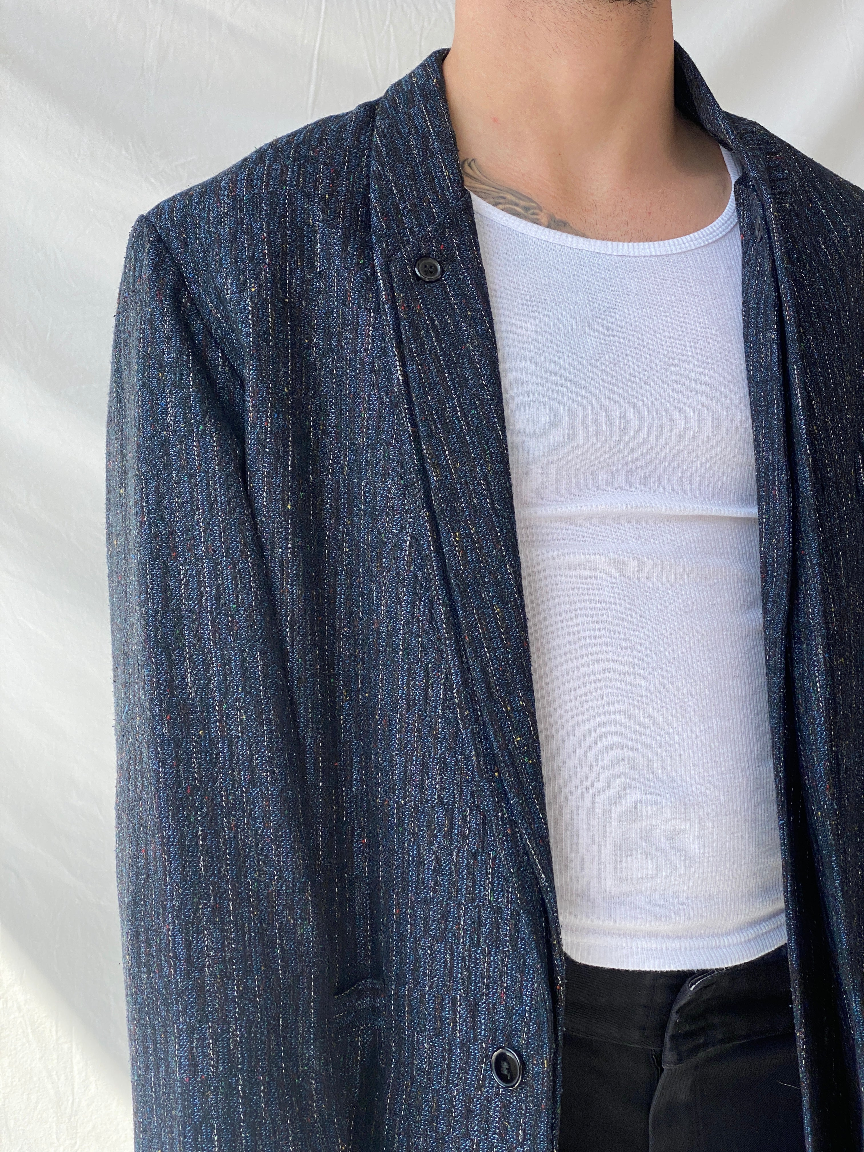 Vintage Lovers Paris Men’s Navy Striped Tweed Blazer - M