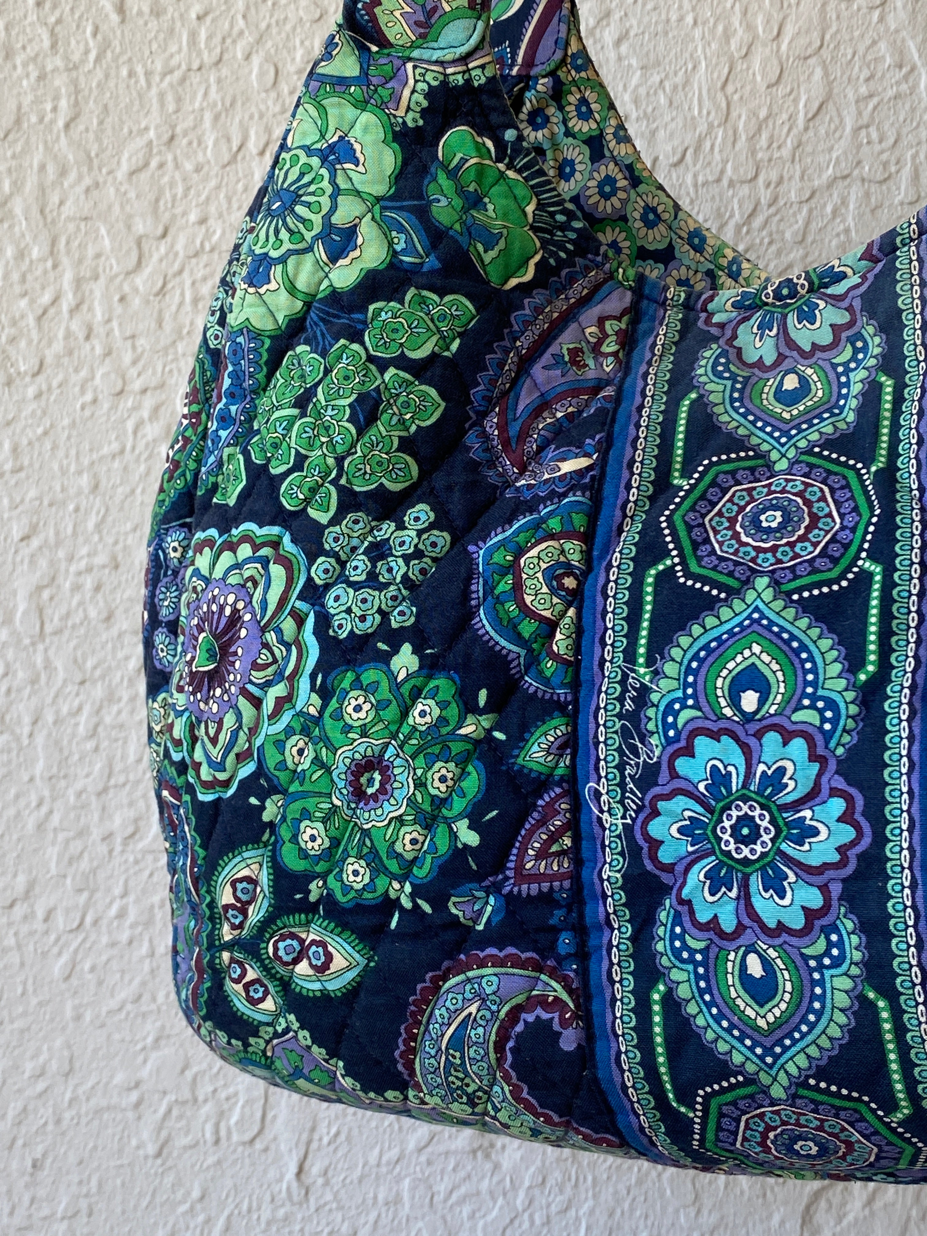 Vera Bradley Rhapsody Blue Green Paisley Print Tote Quilted Shoulder Bag