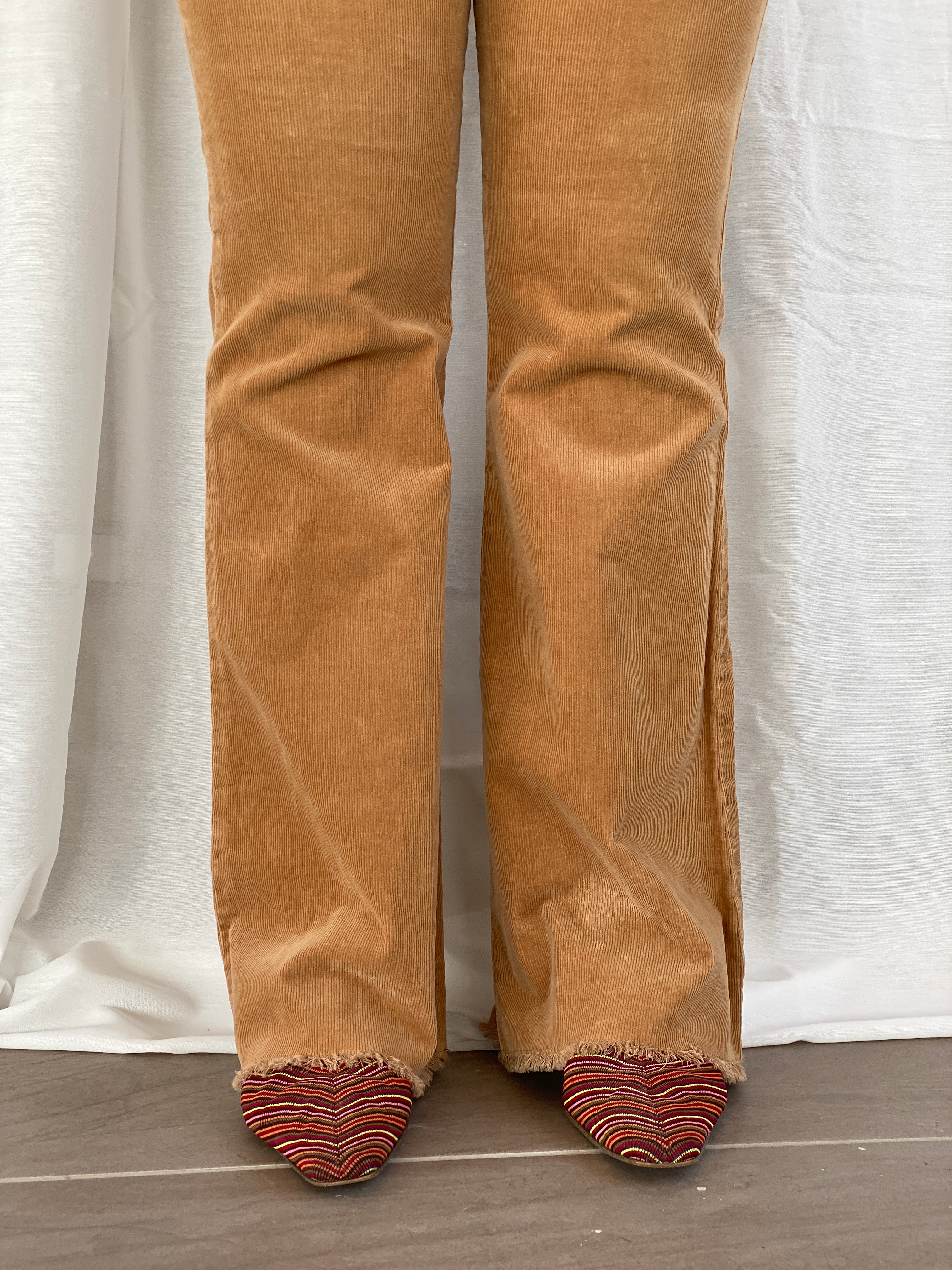 Vintage 90s Guess Jeans Stretch Brown Corduroy Mid Rise Flare Pants - L