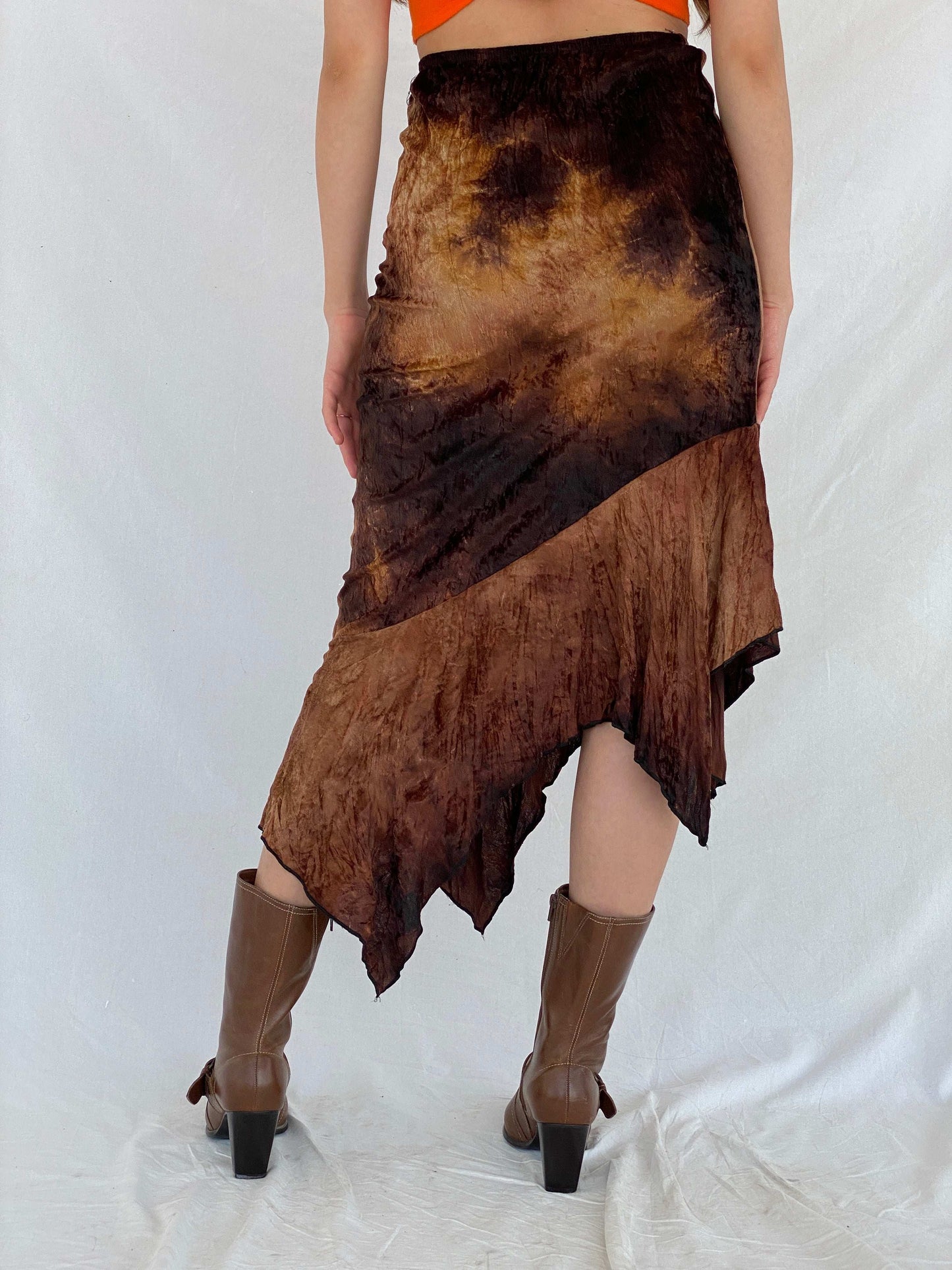 Vintage 90s Interphone Velvet Brown Midi Skirt - Balagan Vintage Midi Skirt 90s, midi skirt, Mira, NEW IN, skirt