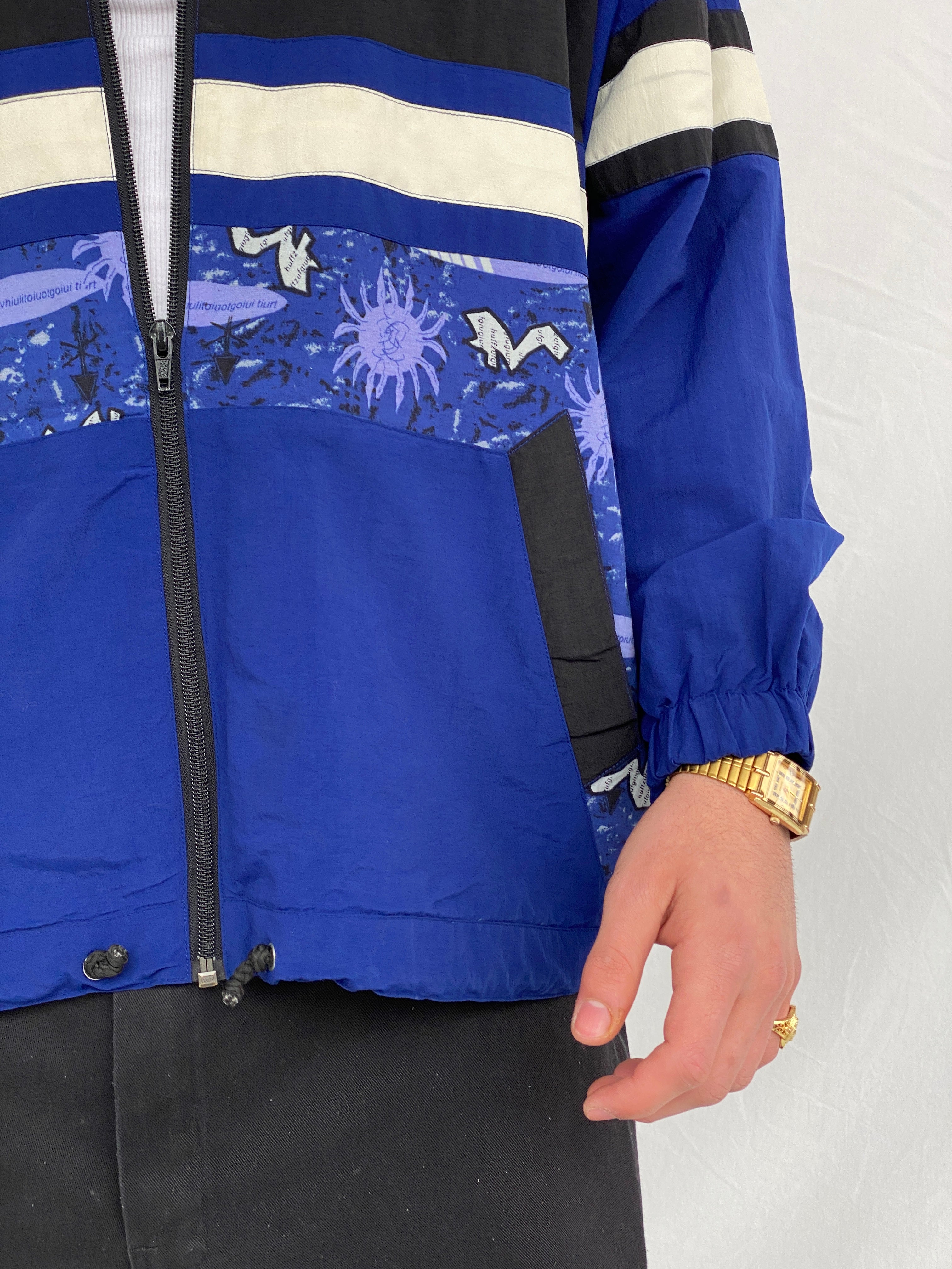 جاكيت رياضي فورميكيولا أسود وأزرق داكن من الثمانينيات والتسعينيات - مقاس كبير