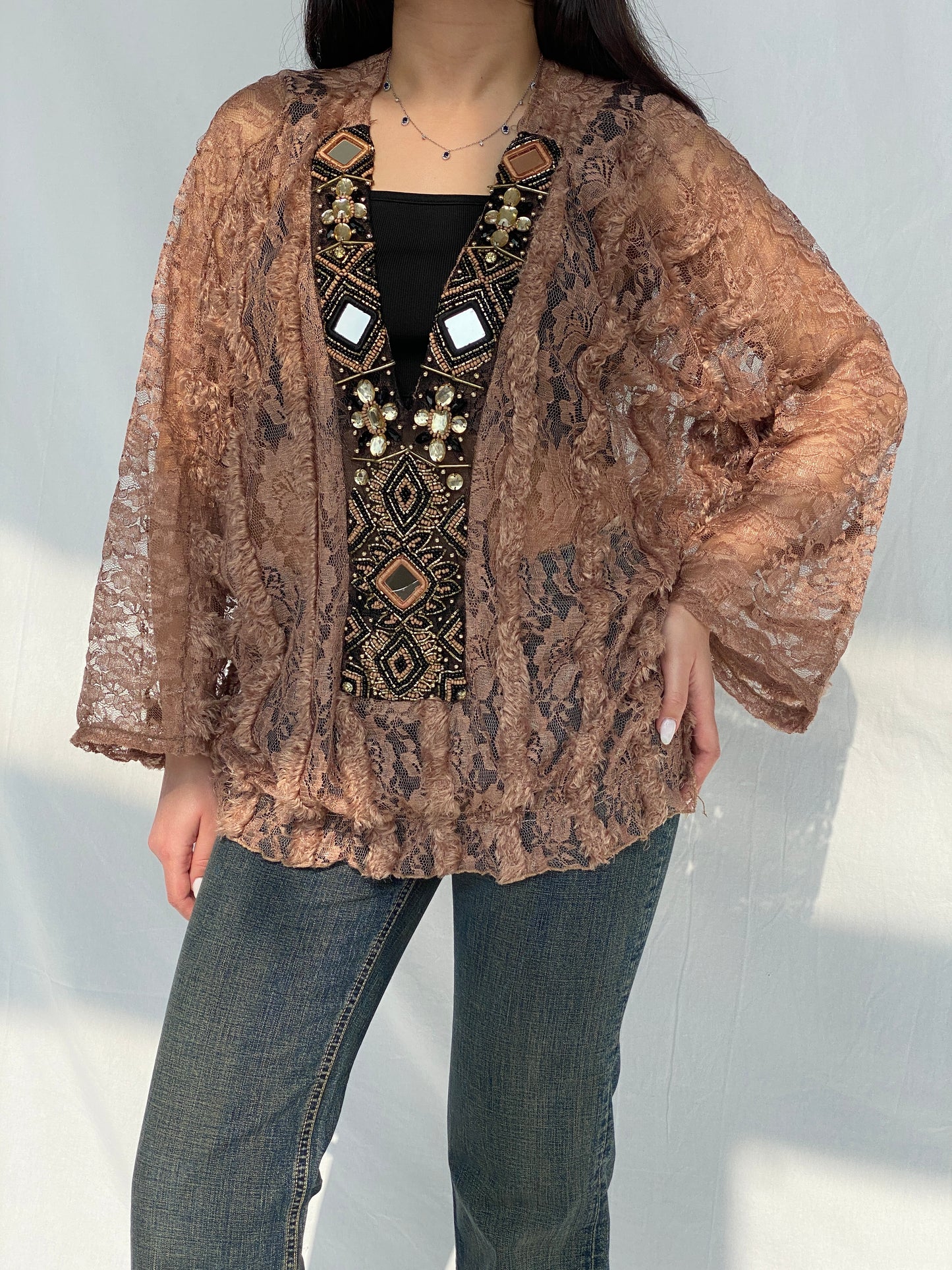 Vintage My Story Paris Limited Edition Beaded Lace Women’s Top - L