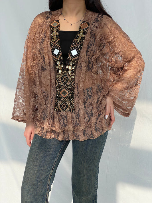 Vintage My Story Paris Limited Edition Beaded Lace Women’s Top - L