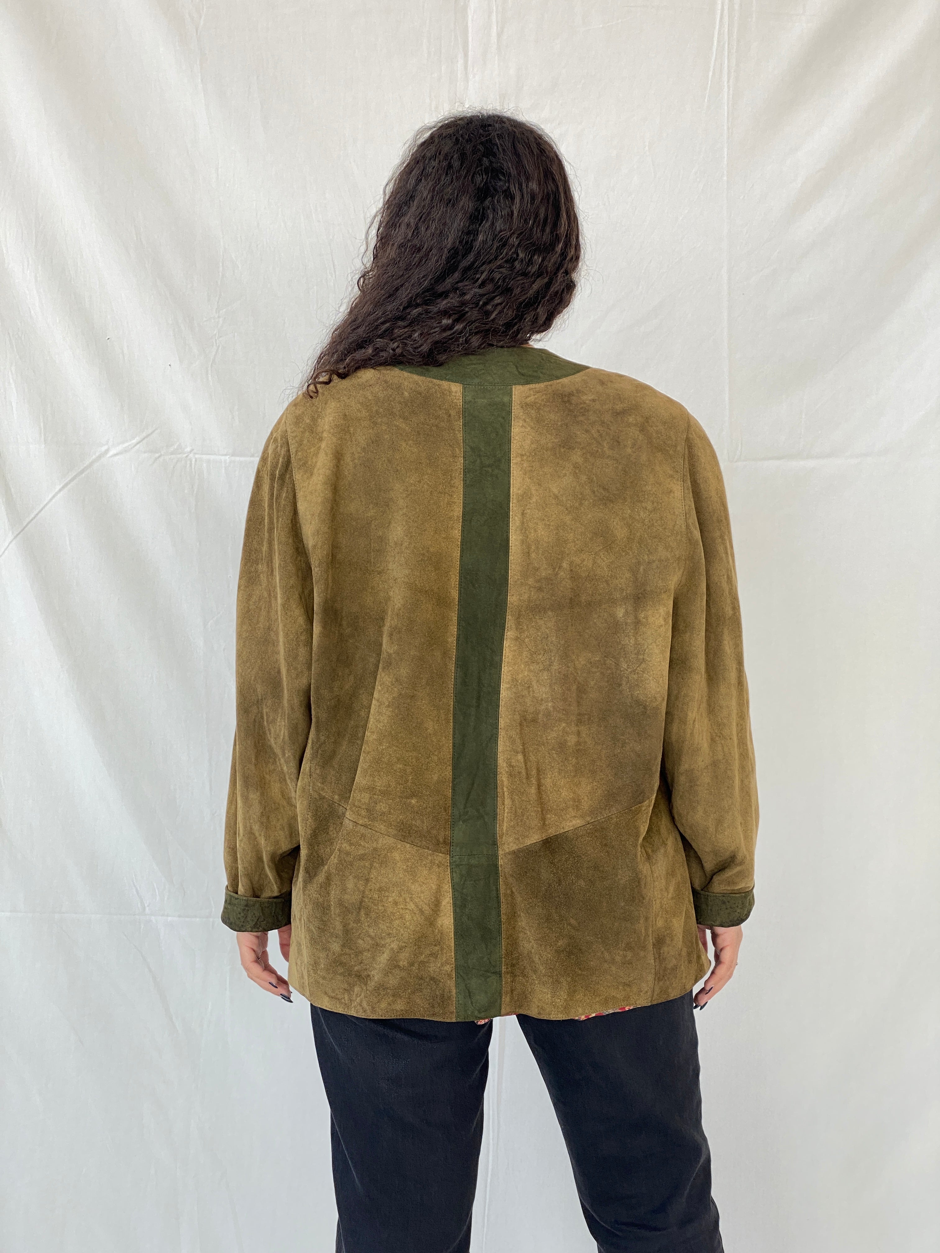 Vintage 70s Meindl Olive Green Suede Leather Jacket - L