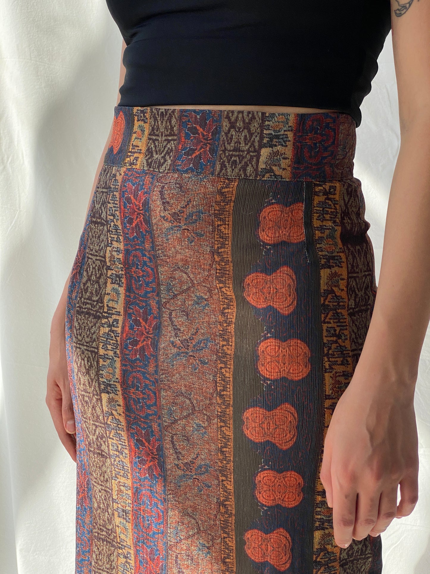 Vintage 00s Bohemian Midi Pencil Skirt - S