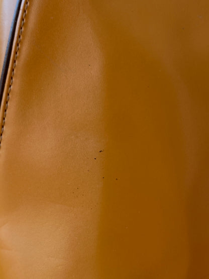 Vintage 90s Gabor Cognac Brown Glossy Minimalist Shoulder Bag