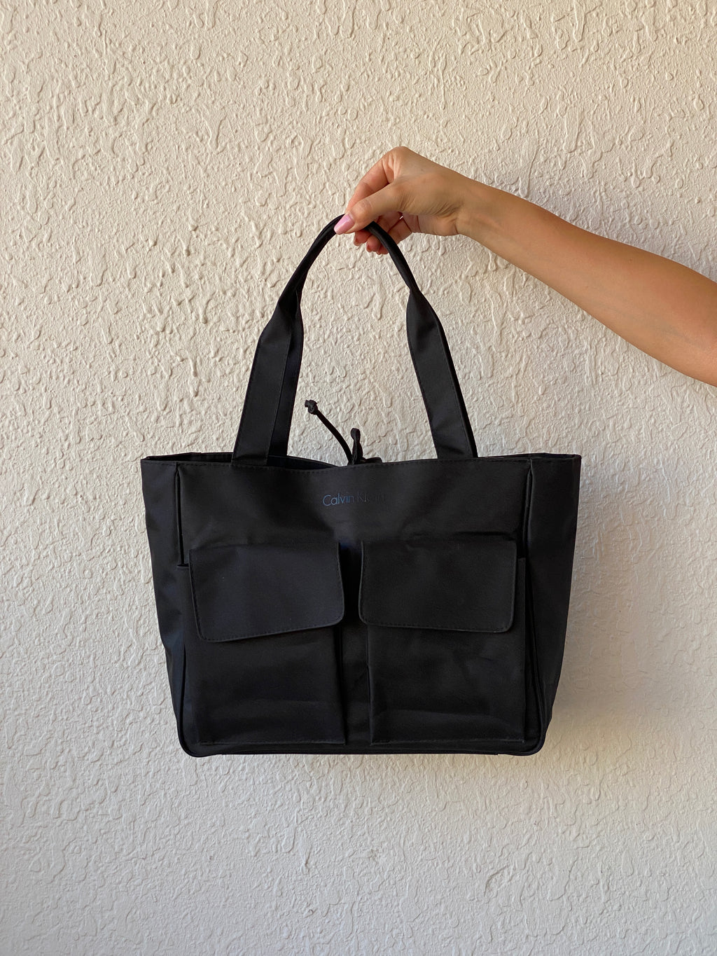 Calvin Klein Collection Shoulder Bag Black Canvas Laptop Tote Bag