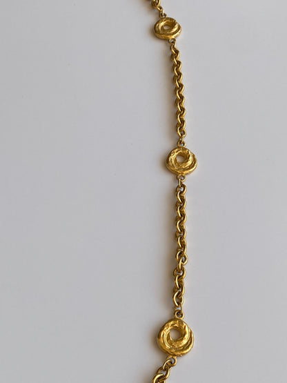 Vintage Gold-Tone Textured Link Long Necklace – Convertible Chain Belt