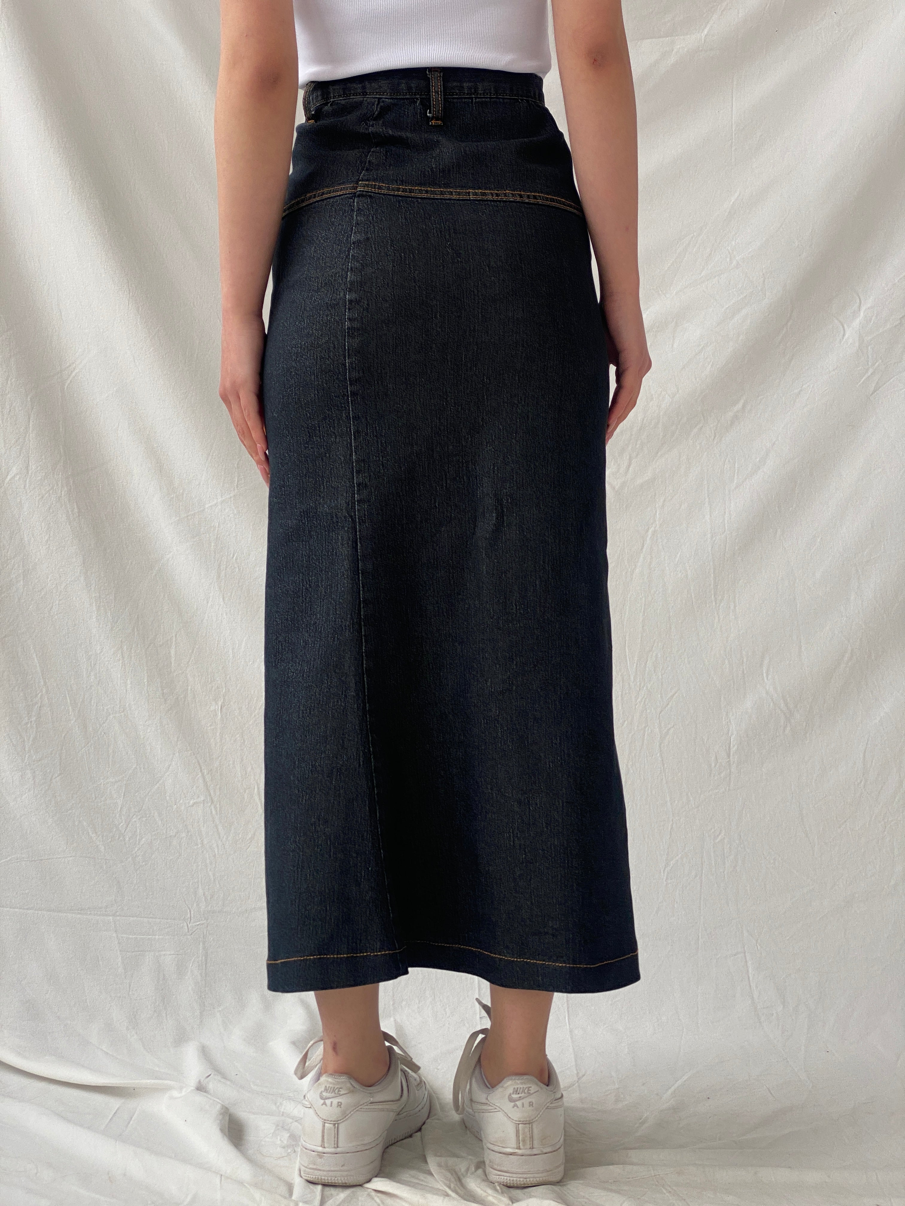 Vintage LH Luharlo Maxi Dark Wash Denim A-Line Skirt - XS