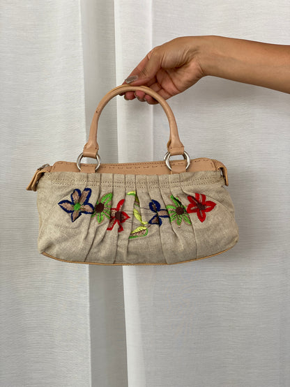 Vintage DKNY Floral Embroidered Canvas Handbag