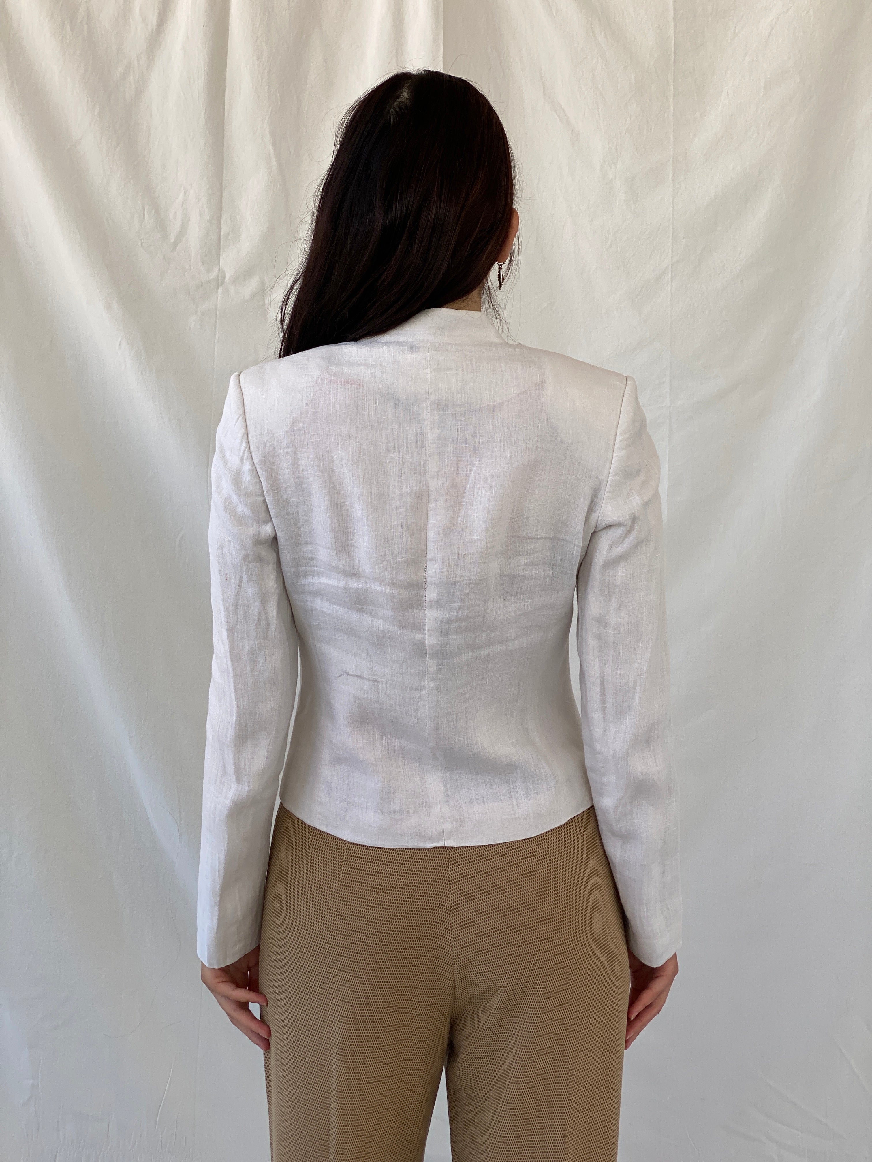 Gorgeous GünCel Linen Women’s Ivory Light Blazer Office Suit Jacket - M