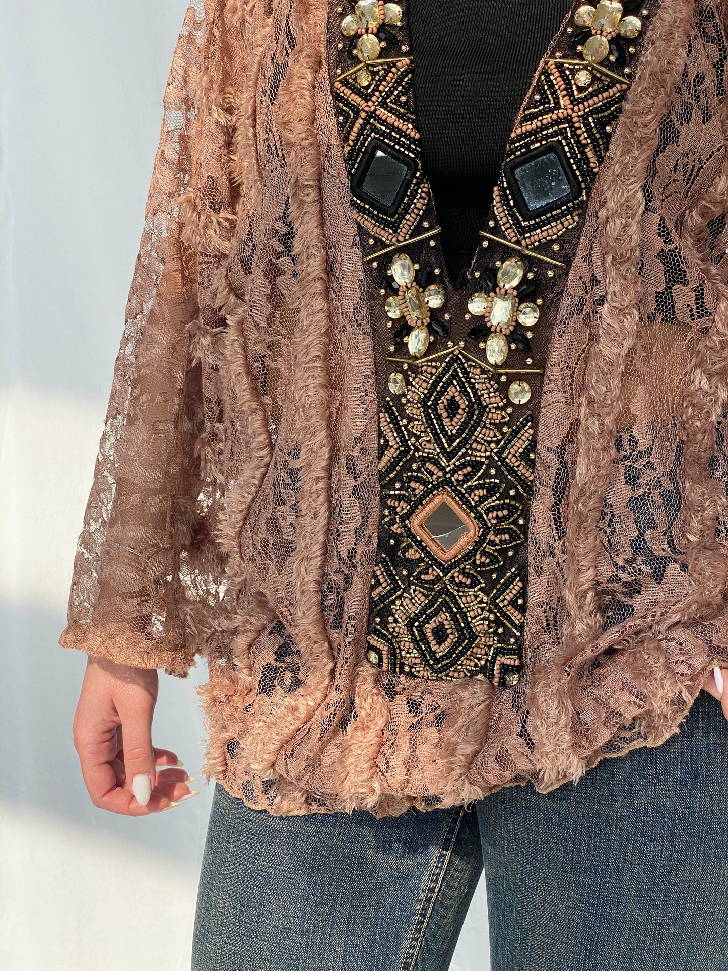 Vintage My Story Paris Limited Edition Beaded Lace Women’s Top - L