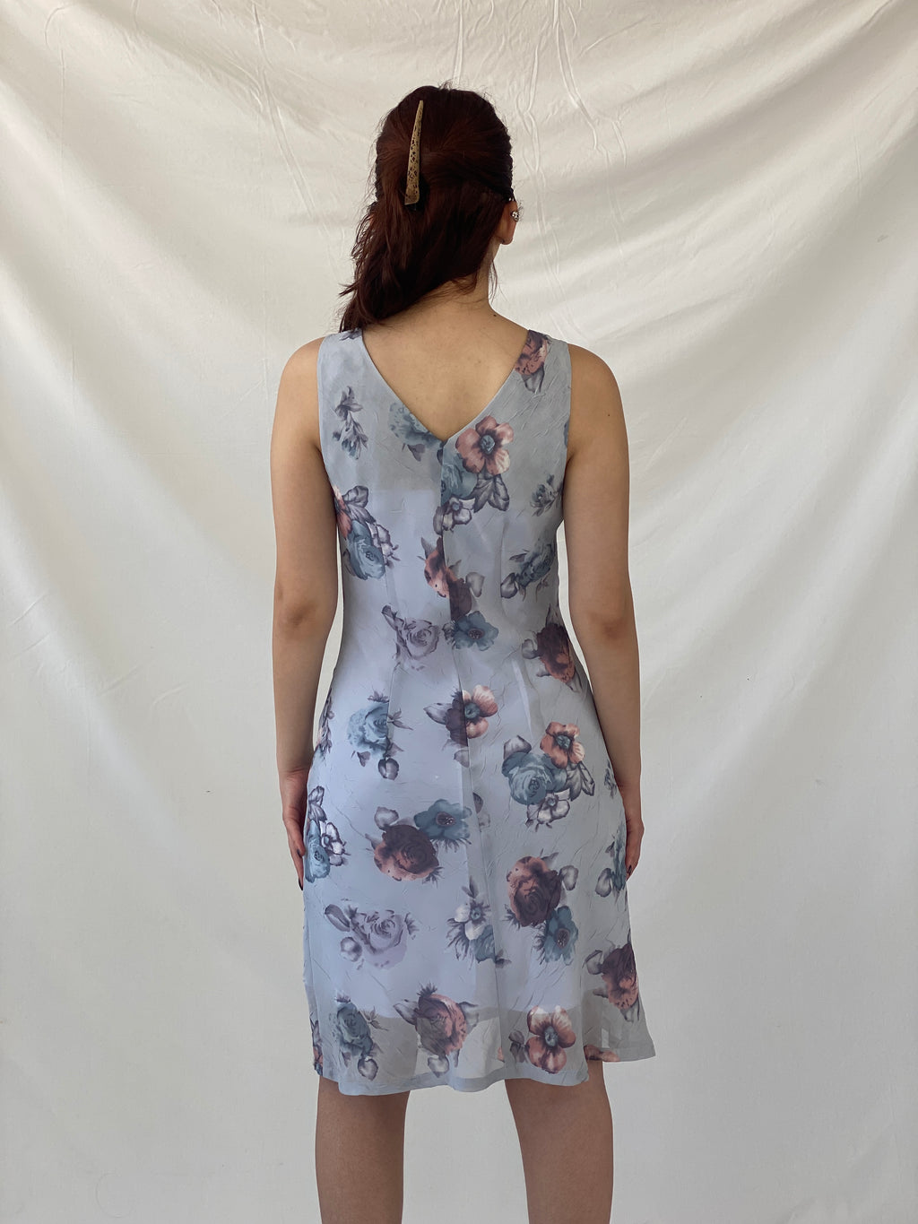 Vintage Y2K N.C.C Australia Blue Floral Midi Dress - M