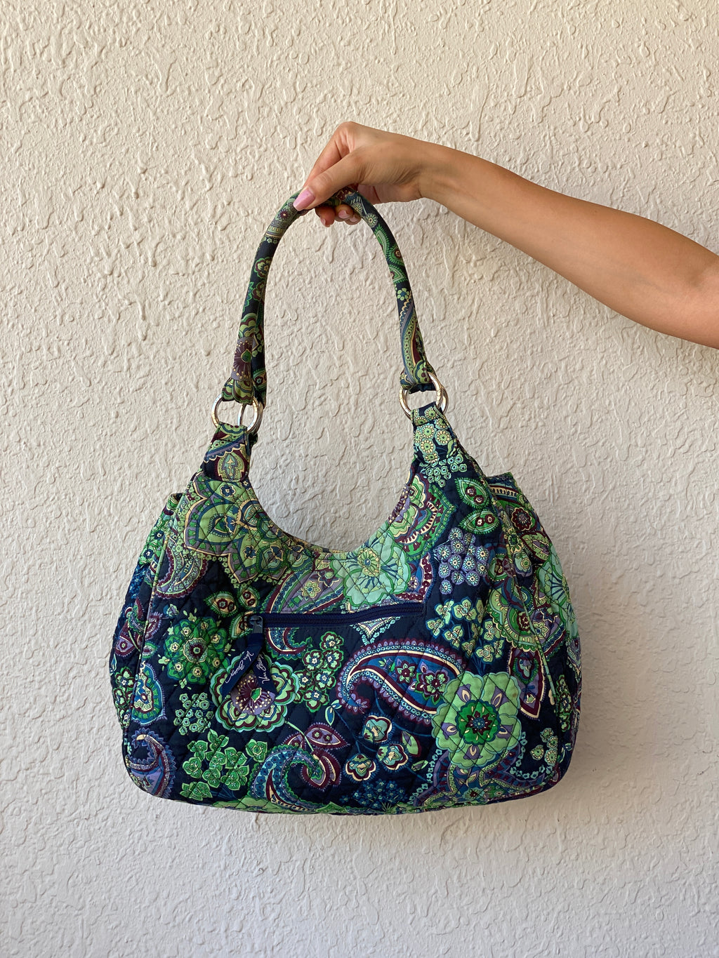 Vera Bradley Rhapsody Blue Green Paisley Print Tote Quilted Shoulder Bag