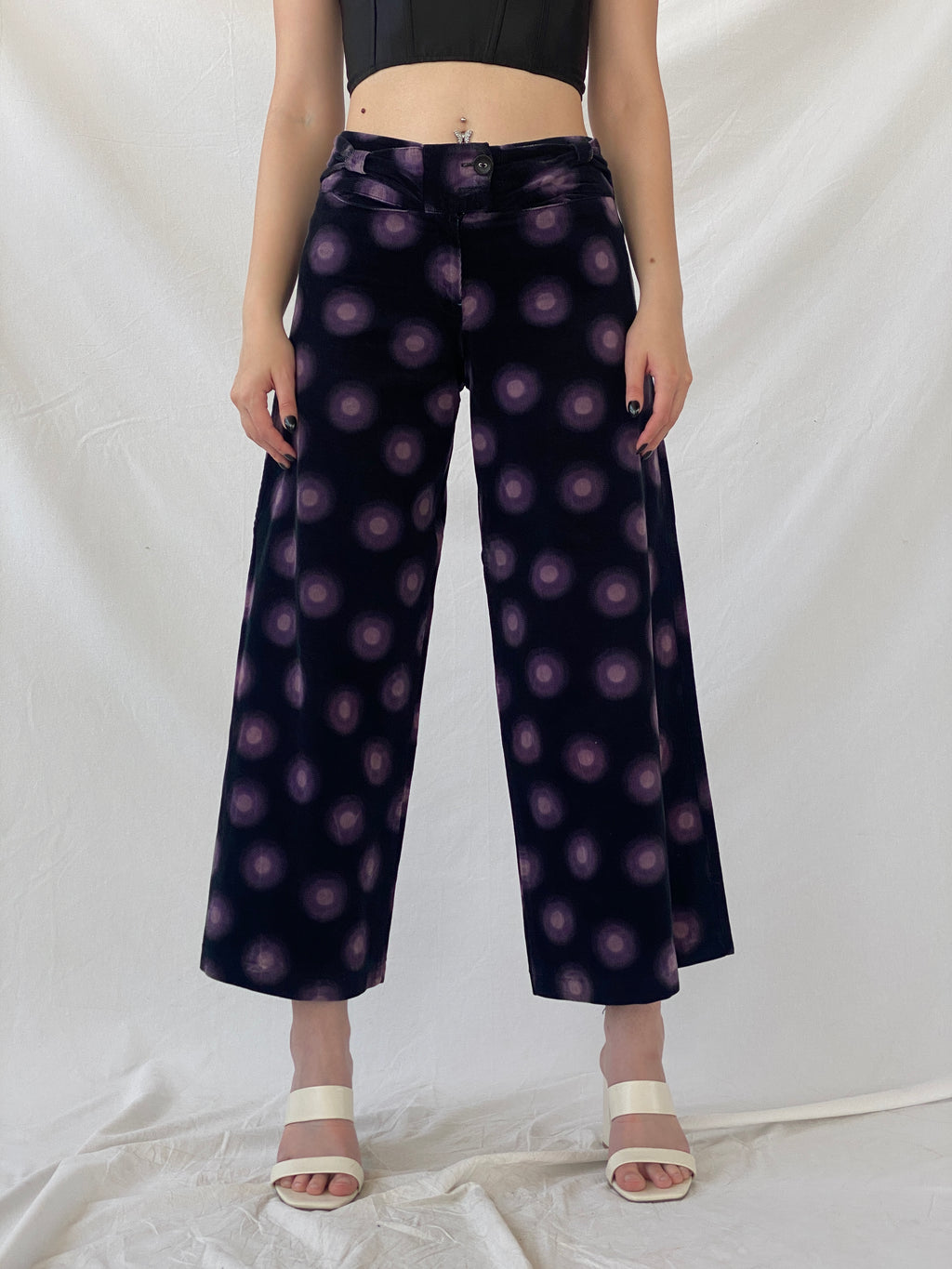 Art Ateliers Rare Toggery Wide Leg Black & Purple Corduroy Pants - M